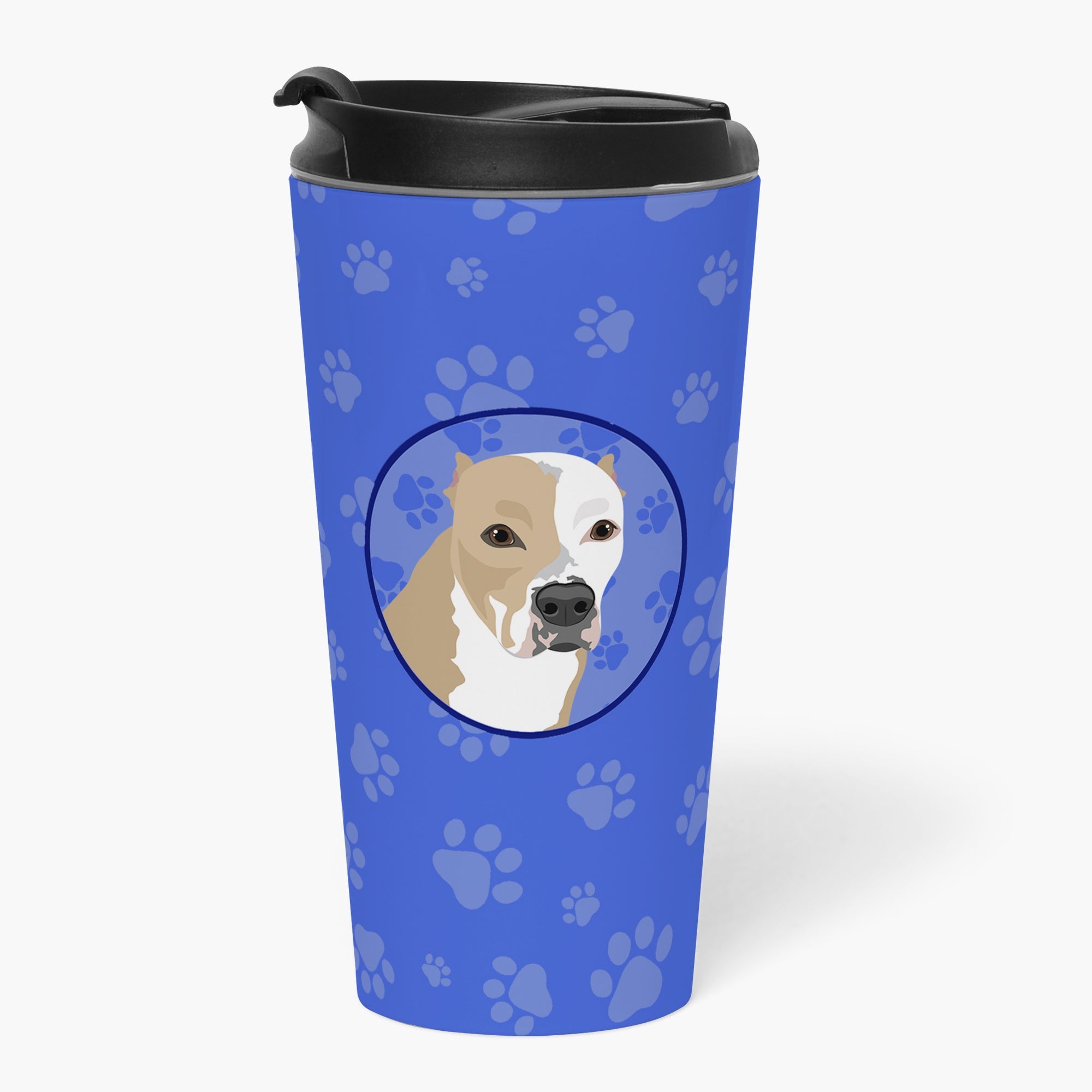 Pit Bull Fawn #4  Stainless Steel 16 oz  Tumbler Blue Insulated Tumbler with Lid, Cute Travel Cup for Coffee, Cocktails, Gift Men, Dad, Women, Mother