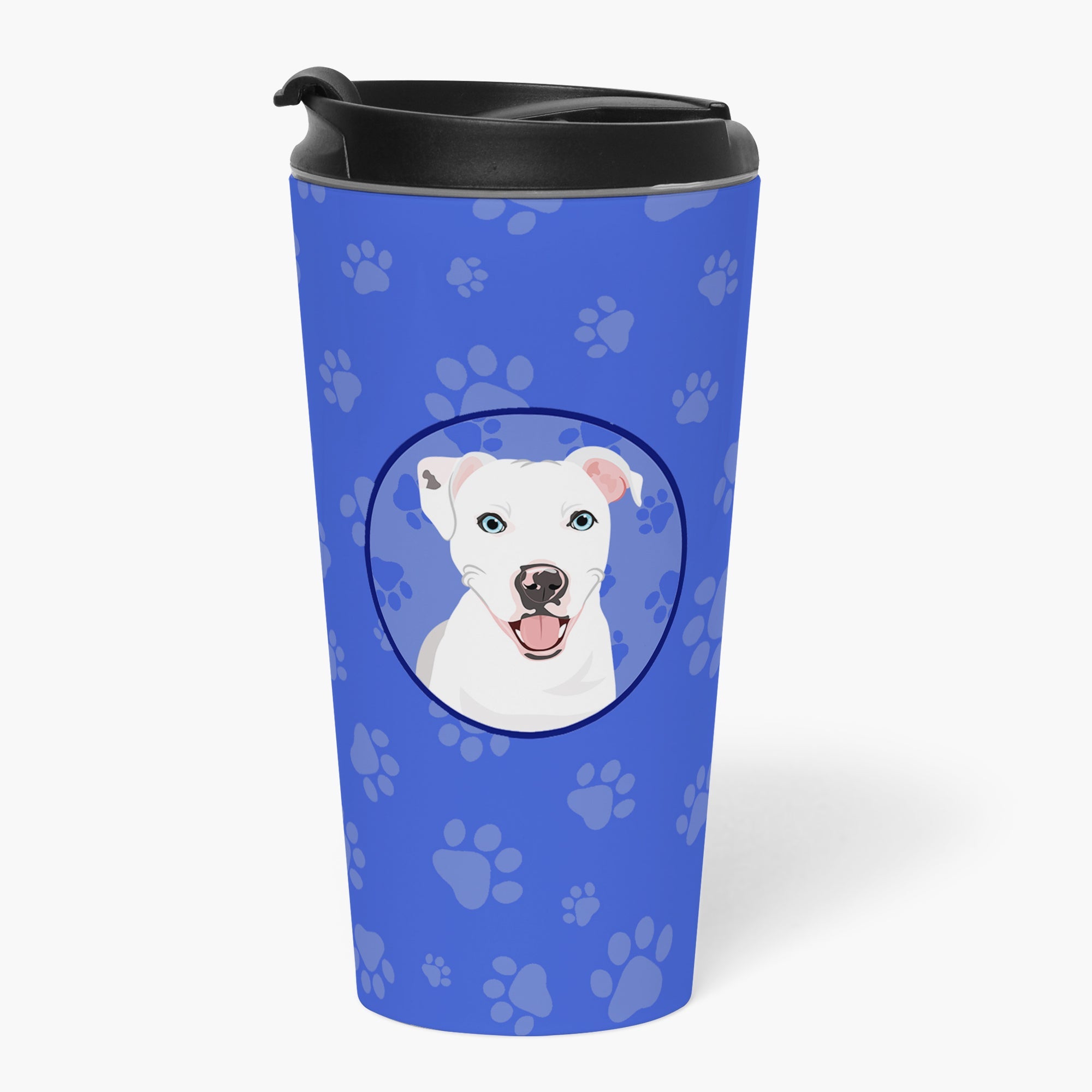 Pit Bull White #1  Stainless Steel 16 oz  Tumbler Blue Insulated Tumbler with Lid, Cute Travel Cup for Coffee, Cocktails, Gift Men, Dad, Women, Mother