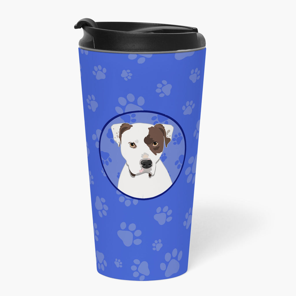 Pit Bull White #2  Stainless Steel 16 oz  Tumbler Blue Insulated Tumbler with Lid, Cute Travel Cup for Coffee, Cocktails, Gift Men, Dad, Women, Mother