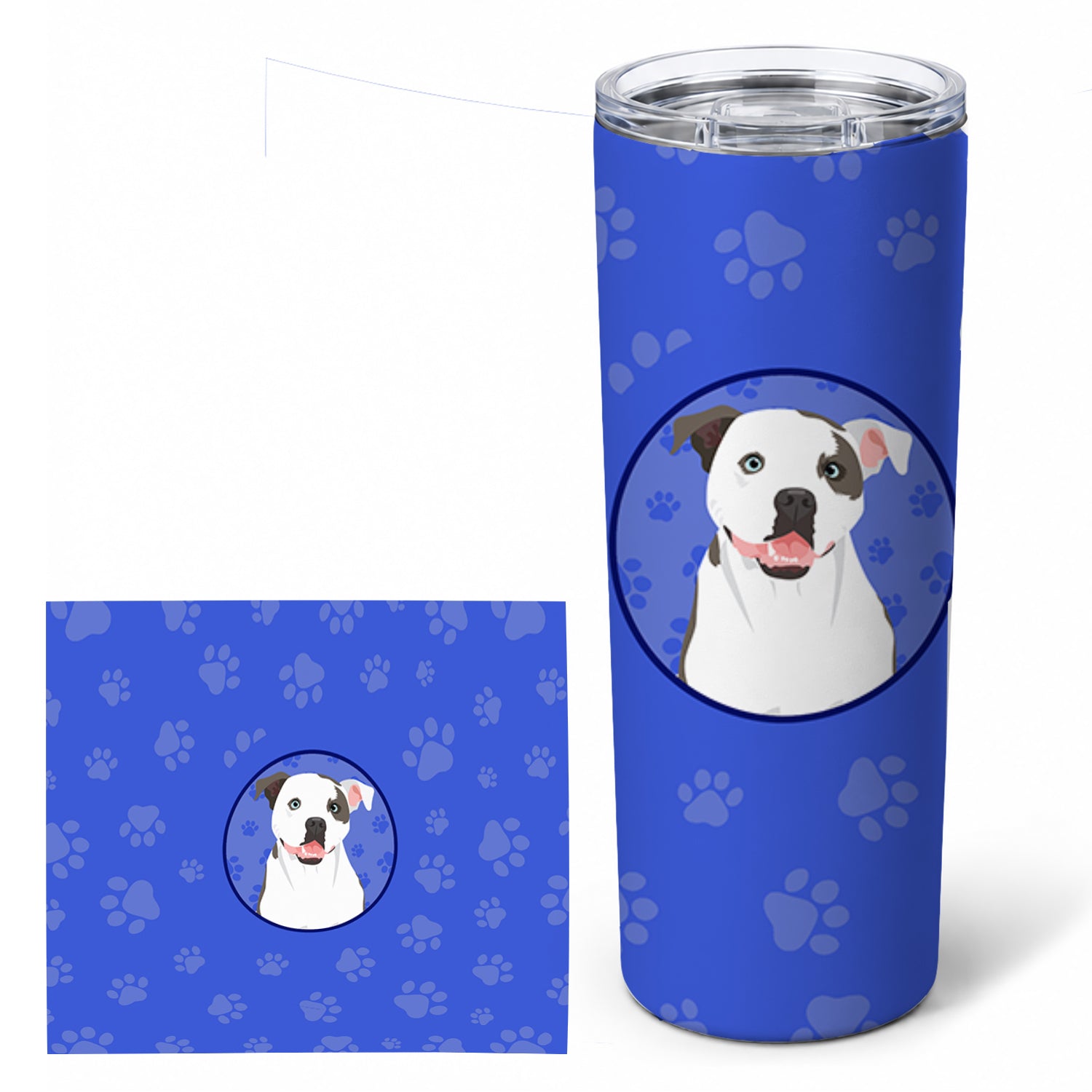 Pit Bull White #3  Stainless Steel Skinny Tumbler 20 oz Vacuum Double Walled Reusable Insulated Travel Cup