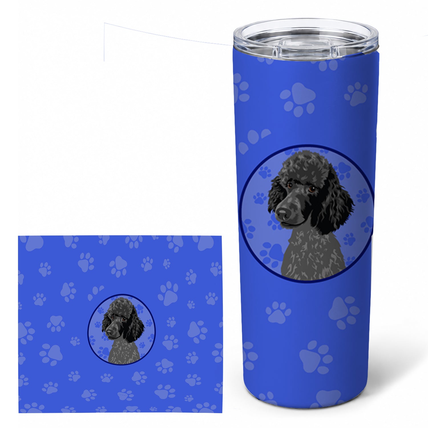 Poodle Standard Black  Stainless Steel Skinny Tumbler 20 oz Vacuum Double Walled Reusable Insulated Travel Cup
