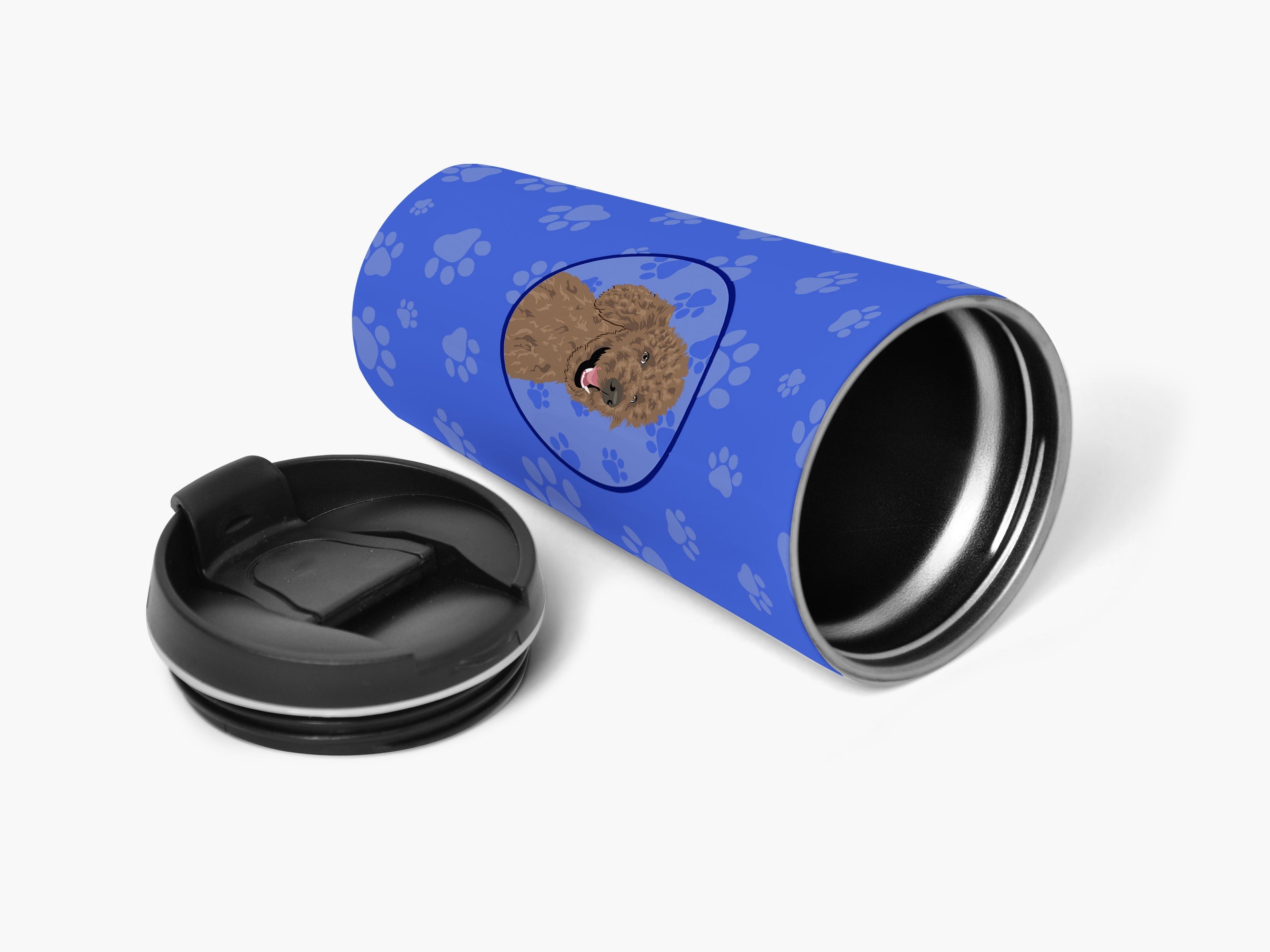 Poodle Standard Brown  Stainless Steel 16 oz  Tumbler Blue Insulated Tumbler with Lid, Cute Travel Cup for Coffee, Cocktails, Gift Men, Dad, Women, Mother