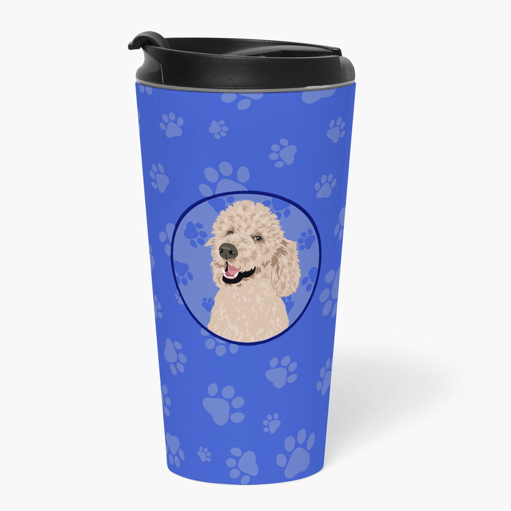 Poodle Standard Cafe Au Lait  Stainless Steel 16 oz  Tumbler Blue Insulated Tumbler with Lid, Cute Travel Cup for Coffee, Cocktails, Gift Men, Dad, Women, Mother