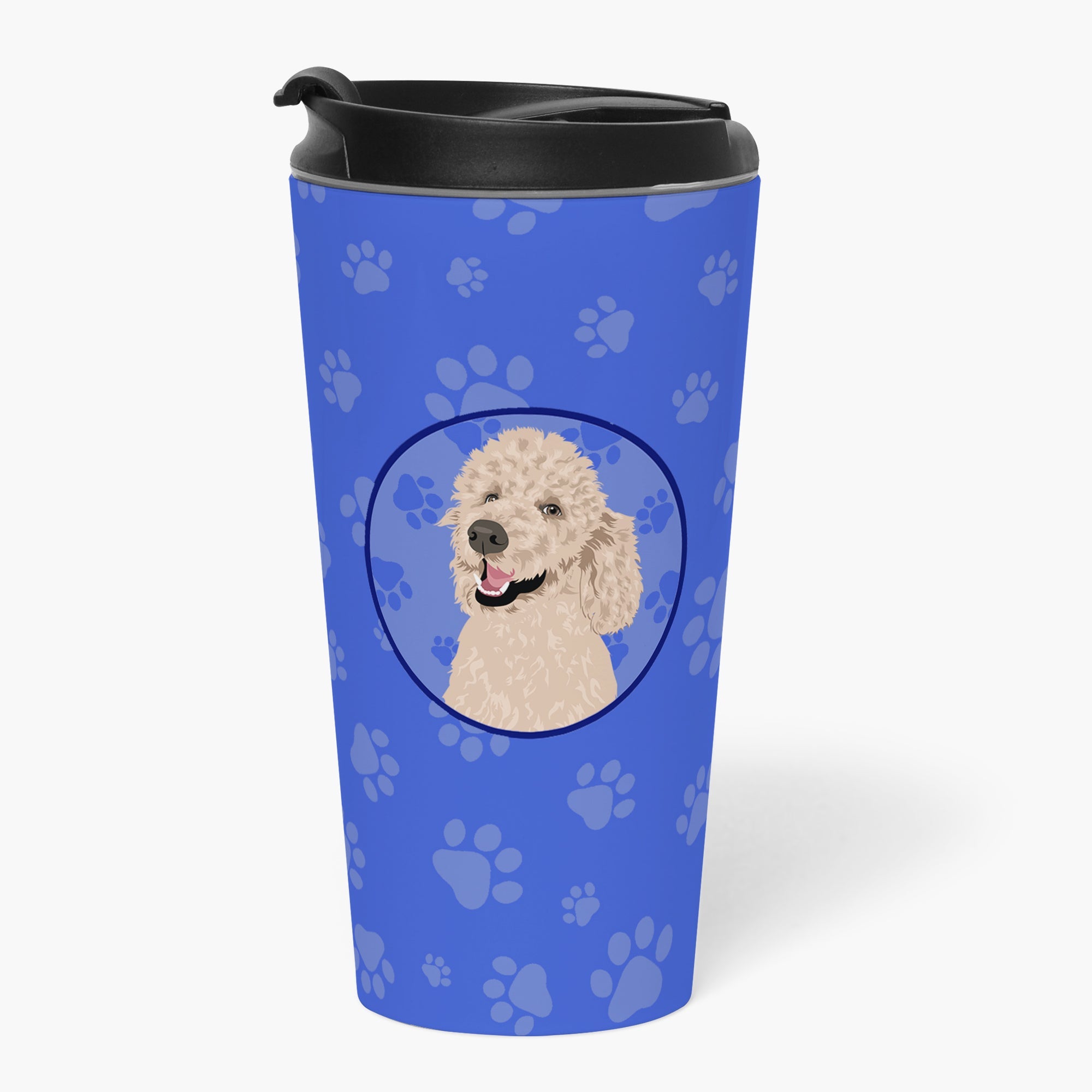 Poodle Standard Cafe Au Lait  Stainless Steel 16 oz  Tumbler Blue Insulated Tumbler with Lid, Cute Travel Cup for Coffee, Cocktails, Gift Men, Dad, Women, Mother