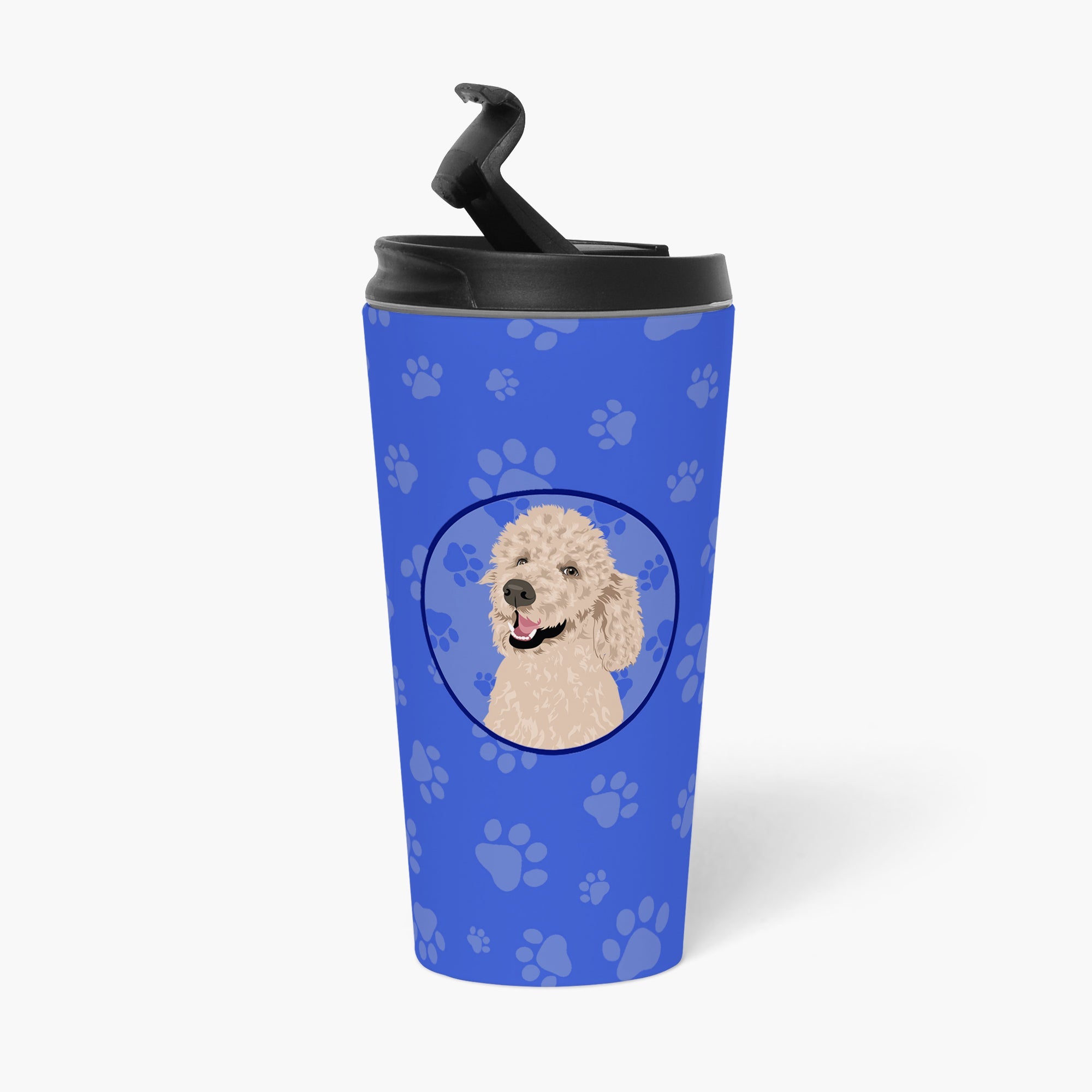 Poodle Standard Cafe Au Lait  Stainless Steel 16 oz  Tumbler Blue Insulated Tumbler with Lid, Cute Travel Cup for Coffee, Cocktails, Gift Men, Dad, Women, Mother