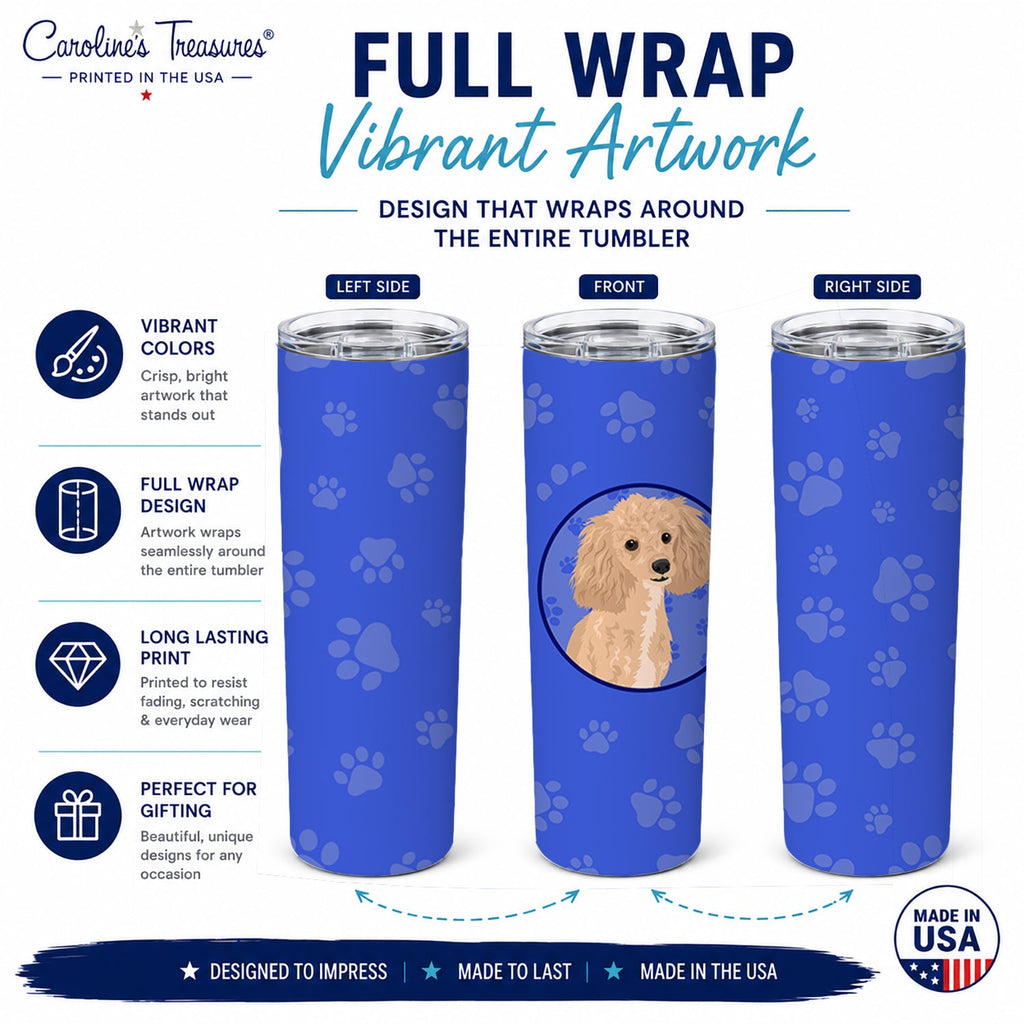 Poodle Toy Apricot #1  Stainless Steel Skinny Tumbler 20 oz Vacuum Double Walled Reusable Insulated Travel Cup