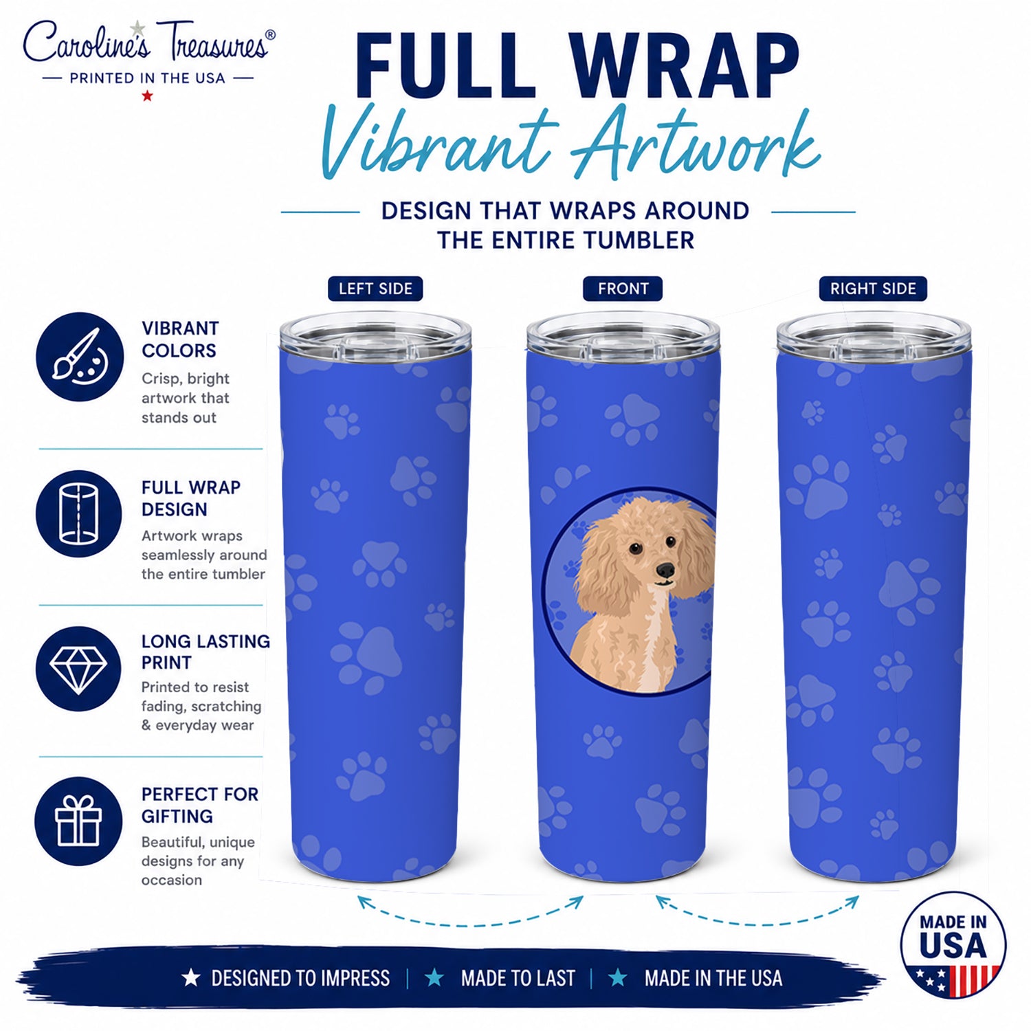 Poodle Toy Apricot #1  Stainless Steel Skinny Tumbler 20 oz Vacuum Double Walled Reusable Insulated Travel Cup