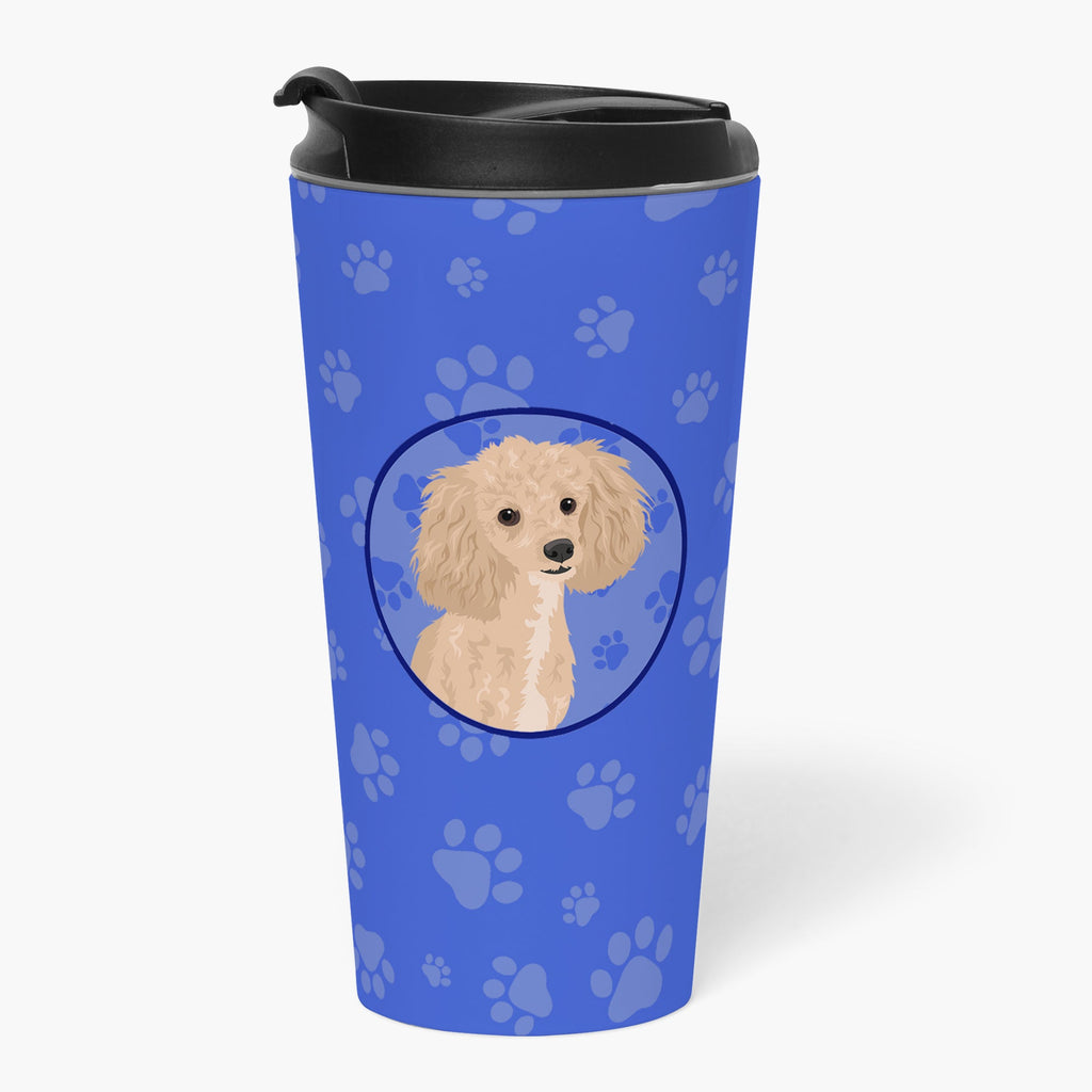 Poodle Toy Apricot #1  Stainless Steel 16 oz  Tumbler Blue Insulated Tumbler with Lid, Cute Travel Cup for Coffee, Cocktails, Gift Men, Dad, Women, Mother
