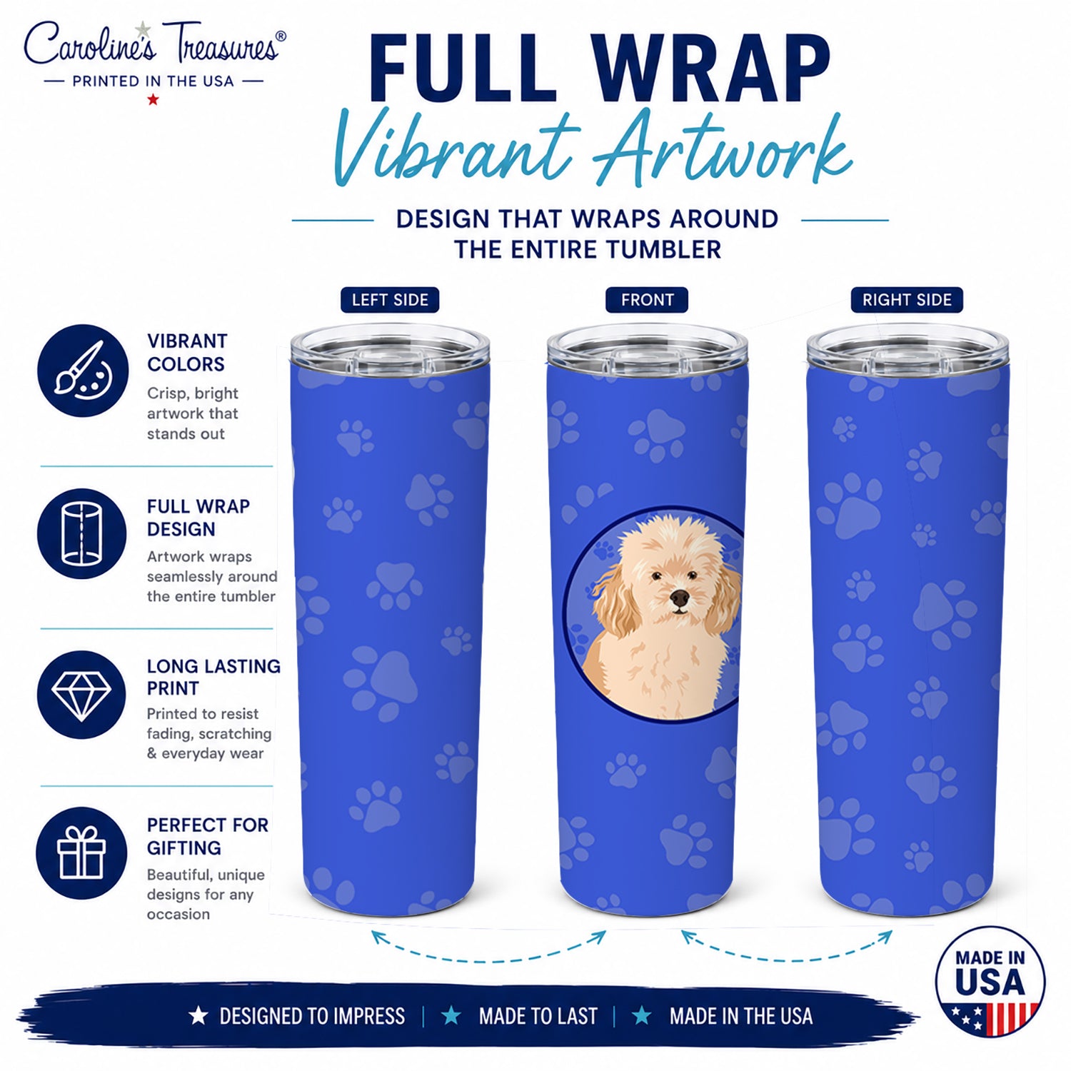 Poodle Toy Apricot #2  Stainless Steel Skinny Tumbler 20 oz Vacuum Double Walled Reusable Insulated Travel Cup