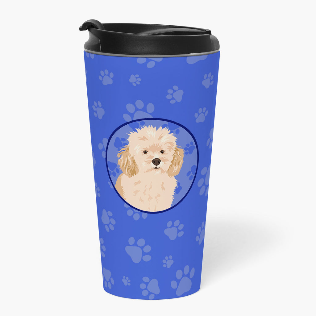 Poodle Toy Apricot #2  Stainless Steel 16 oz  Tumbler Blue Insulated Tumbler with Lid, Cute Travel Cup for Coffee, Cocktails, Gift Men, Dad, Women, Mother