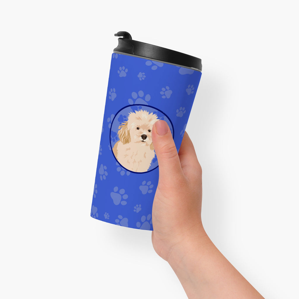 Poodle Toy Apricot #2  Stainless Steel 16 oz  Tumbler Blue Insulated Tumbler with Lid, Cute Travel Cup for Coffee, Cocktails, Gift Men, Dad, Women, Mother