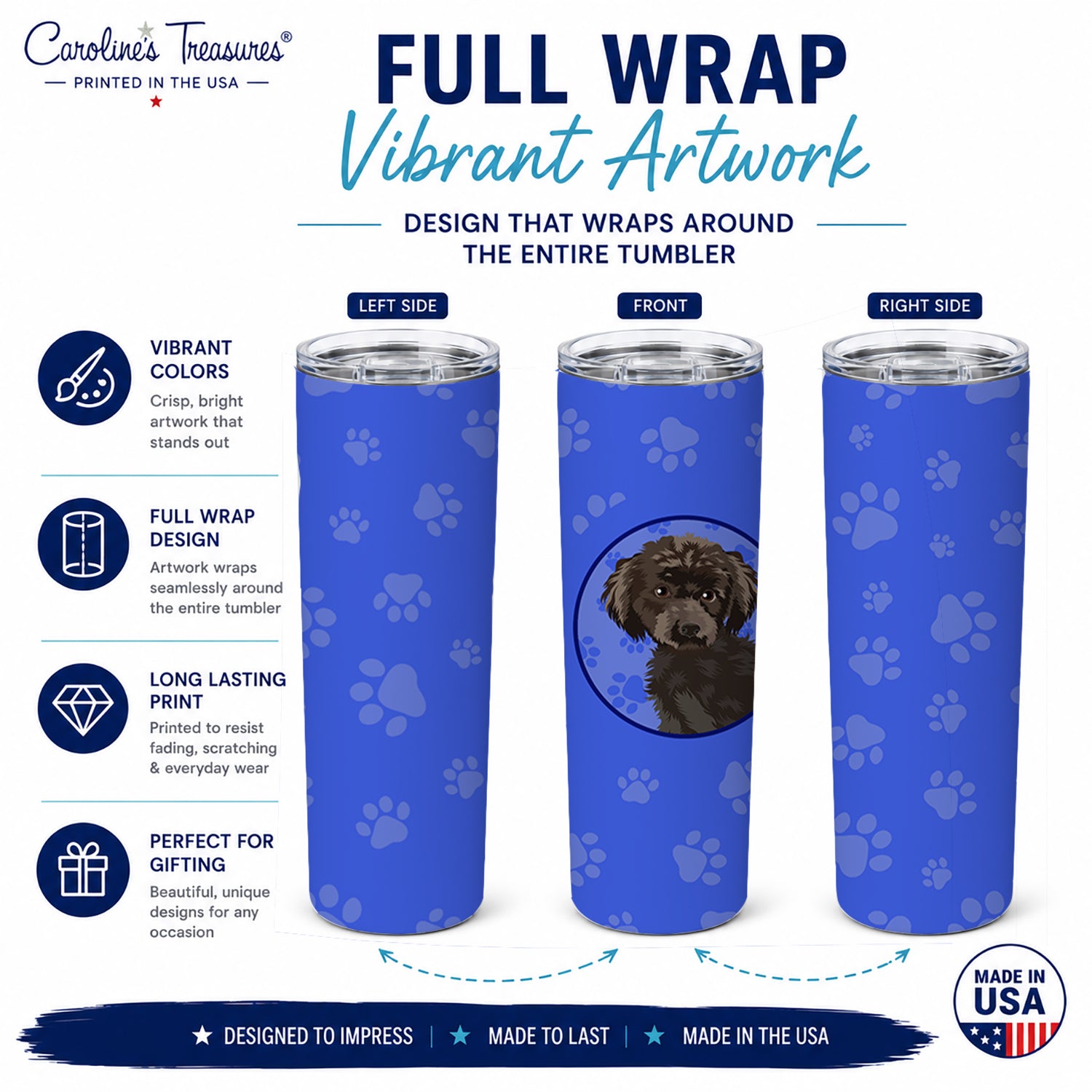 Poodle Toy Brown  Stainless Steel Skinny Tumbler 20 oz Vacuum Double Walled Reusable Insulated Travel Cup