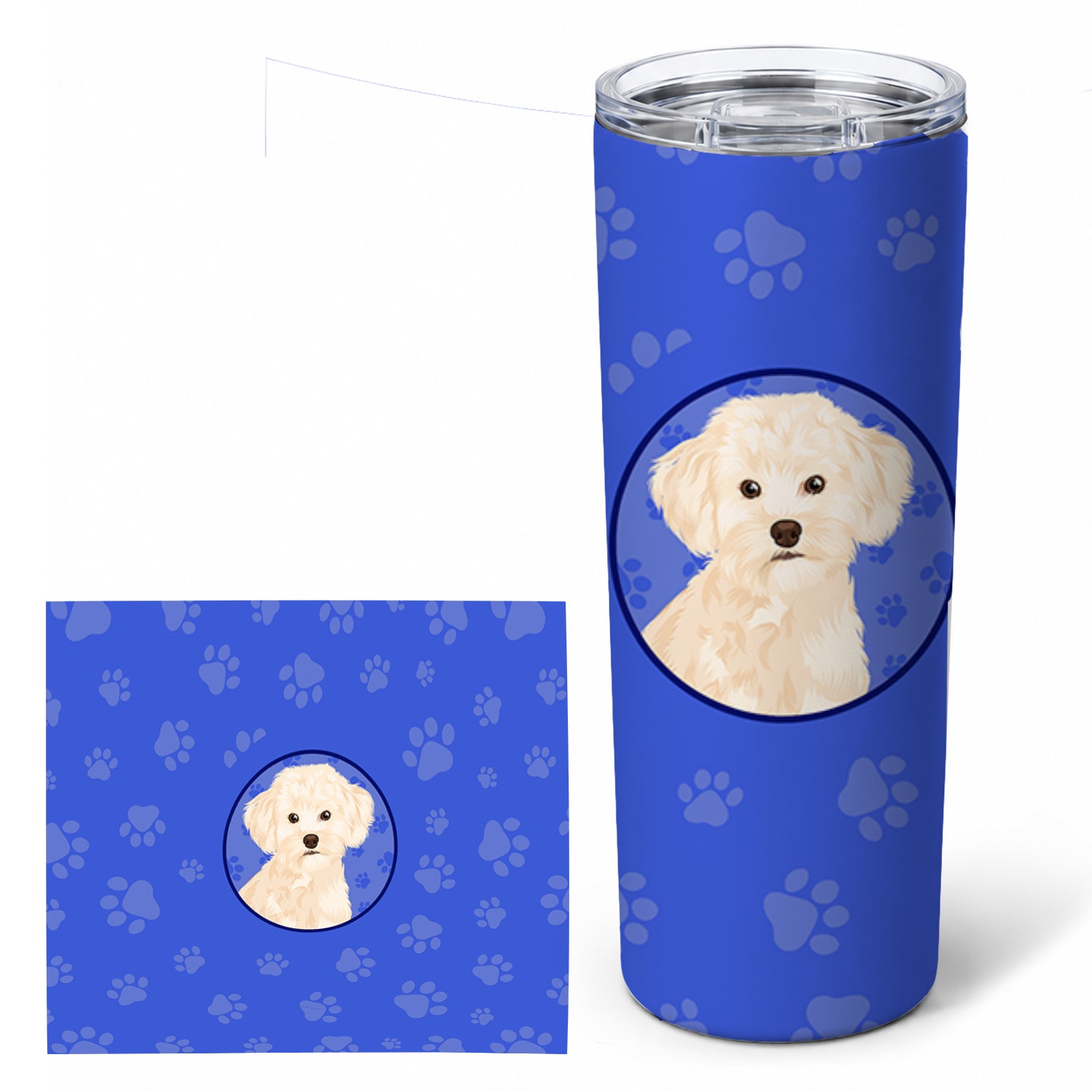 Poodle Toy Cream  Stainless Steel Skinny Tumbler 20 oz Vacuum Double Walled Reusable Insulated Travel Cup
