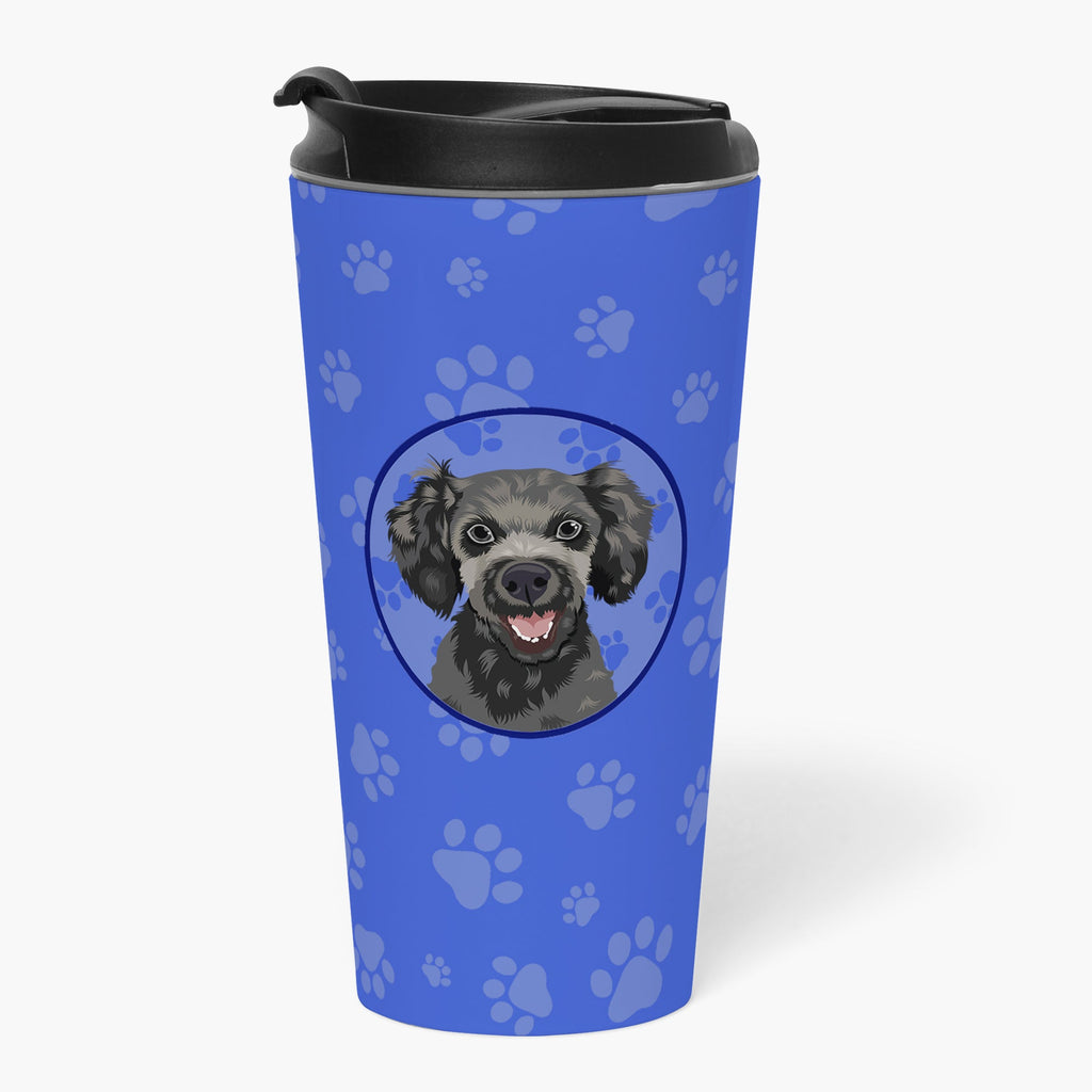 Poodle Toy Grey  Stainless Steel 16 oz  Tumbler Blue Insulated Tumbler with Lid, Cute Travel Cup for Coffee, Cocktails, Gift Men, Dad, Women, Mother