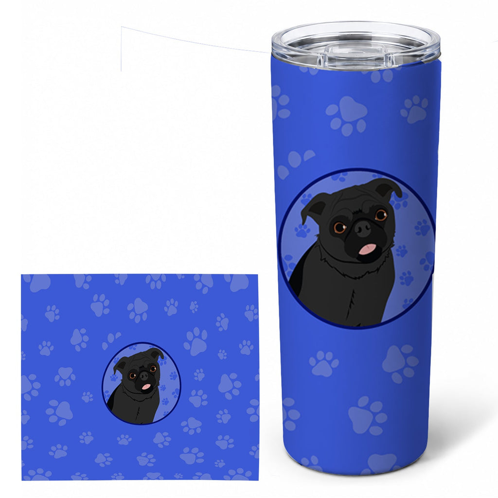 Pug Black #1  Stainless Steel Skinny Tumbler 20 oz Vacuum Double Walled Reusable Insulated Travel Cup