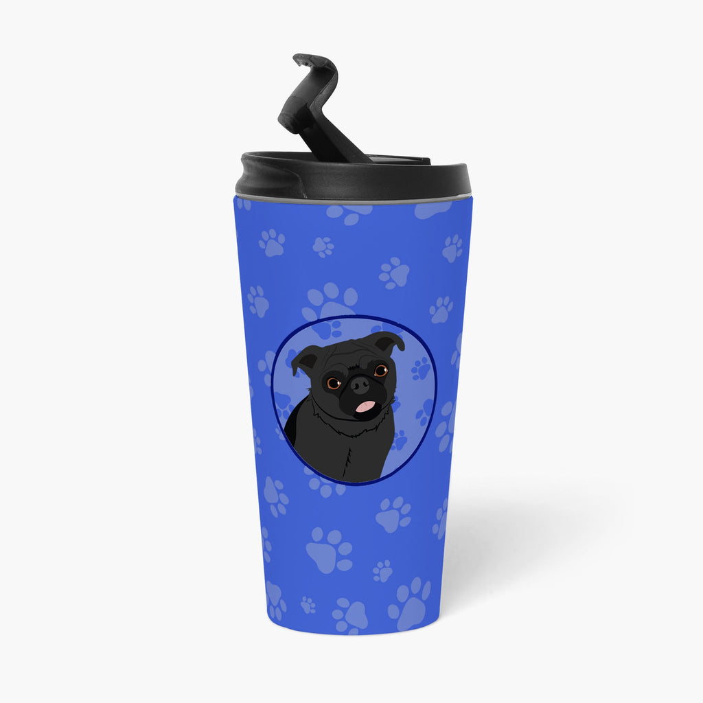 Pug Black #1  Stainless Steel 16 oz  Tumbler Blue Insulated Tumbler with Lid, Cute Travel Cup for Coffee, Cocktails, Gift Men, Dad, Women, Mother