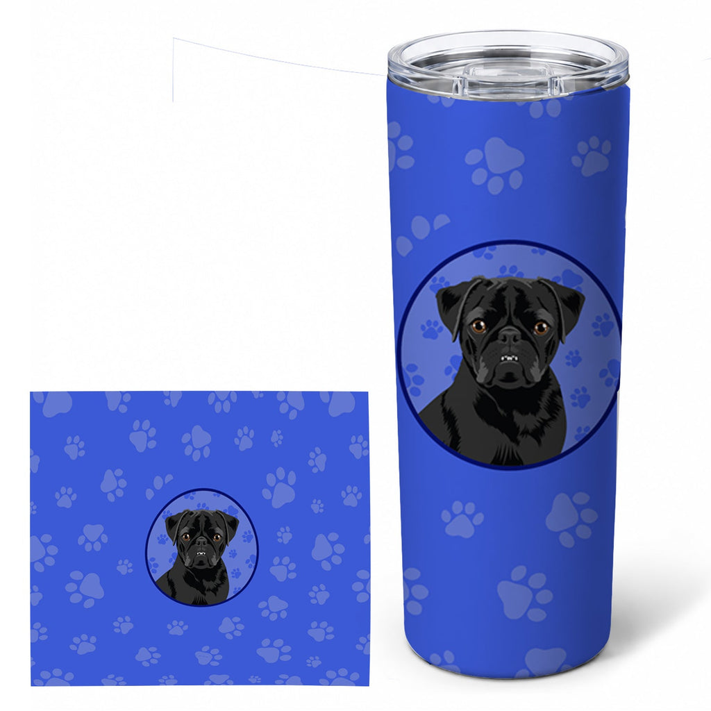 Pug Black #2  Stainless Steel Skinny Tumbler 20 oz Vacuum Double Walled Reusable Insulated Travel Cup