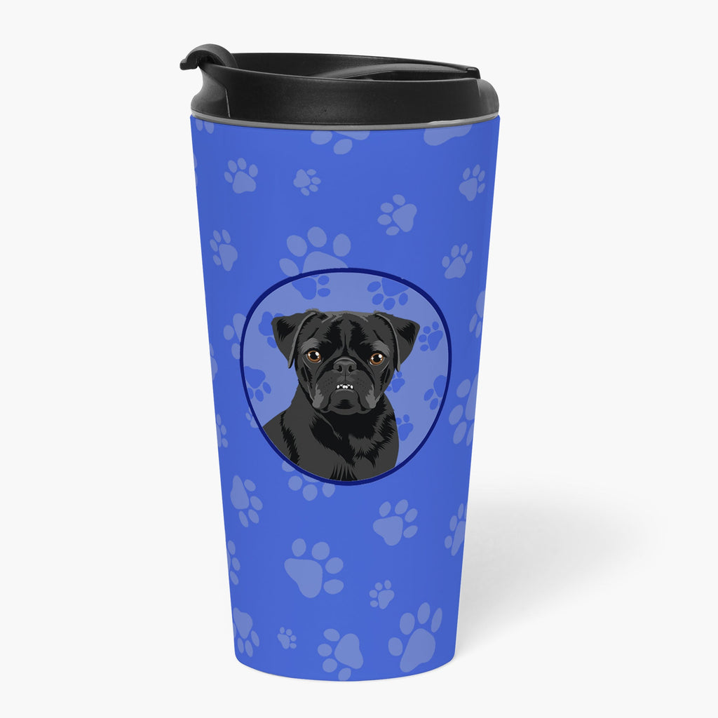 Pug Black #2  Stainless Steel 16 oz  Tumbler Blue Insulated Tumbler with Lid, Cute Travel Cup for Coffee, Cocktails, Gift Men, Dad, Women, Mother