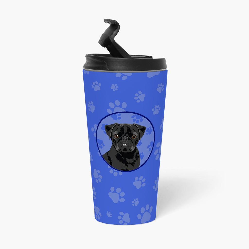 Pug Black #2  Stainless Steel 16 oz  Tumbler Blue Insulated Tumbler with Lid, Cute Travel Cup for Coffee, Cocktails, Gift Men, Dad, Women, Mother