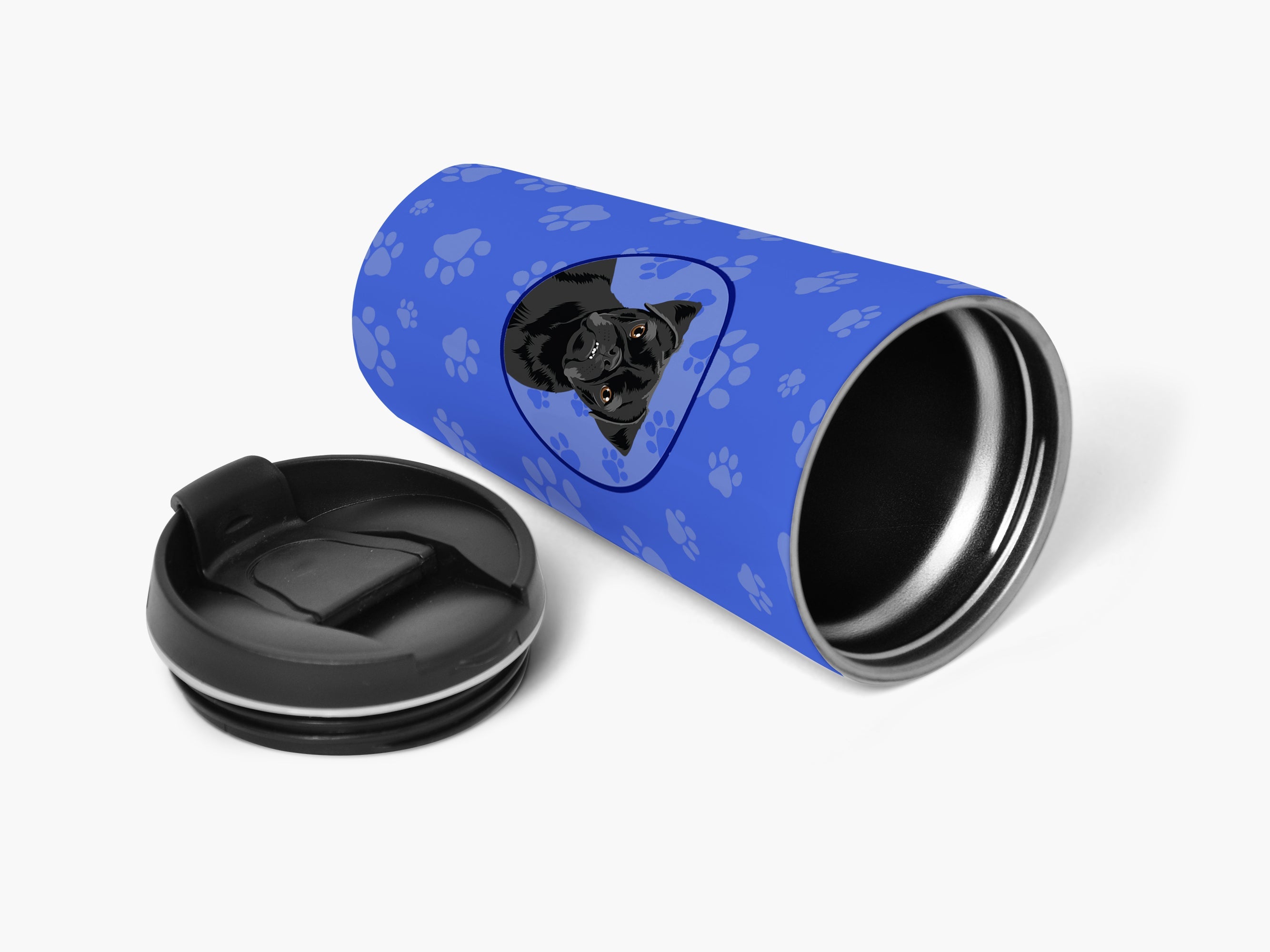 Pug Black #2  Stainless Steel 16 oz  Tumbler Blue Insulated Tumbler with Lid, Cute Travel Cup for Coffee, Cocktails, Gift Men, Dad, Women, Mother
