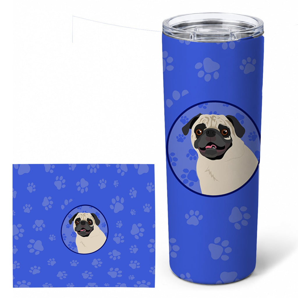 Pug Fawn #2  Stainless Steel Skinny Tumbler 20 oz Vacuum Double Walled Reusable Insulated Travel Cup