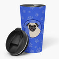 Pug Fawn #2  Stainless Steel 16 oz  Tumbler Blue Insulated Tumbler with Lid, Cute Travel Cup for Coffee, Cocktails, Gift Men, Dad, Women, Mother