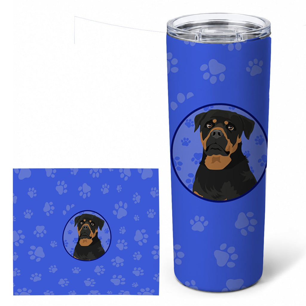 Rottweiler Black and Mahogany  Stainless Steel Skinny Tumbler 20 oz Vacuum Double Walled Reusable Insulated Travel Cup