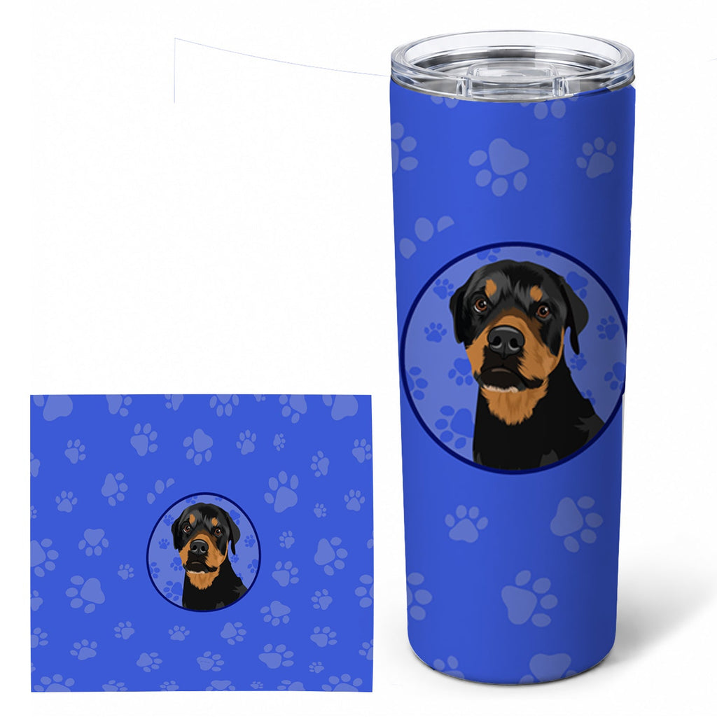 Rottweiler Black and Rust  Stainless Steel Skinny Tumbler 20 oz Vacuum Double Walled Reusable Insulated Travel Cup