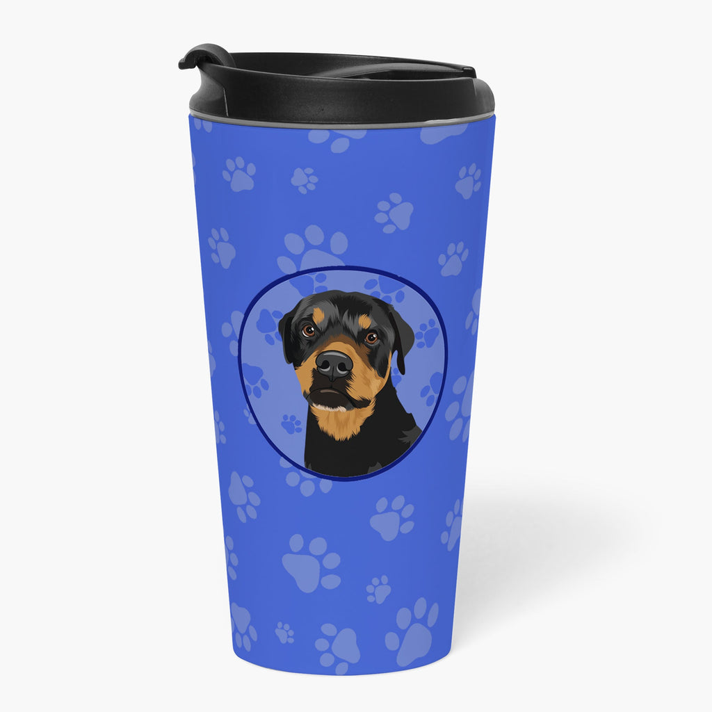 Rottweiler Black and Rust  Stainless Steel 16 oz  Tumbler Blue Insulated Tumbler with Lid, Cute Travel Cup for Coffee, Cocktails, Gift Men, Dad, Women, Mother