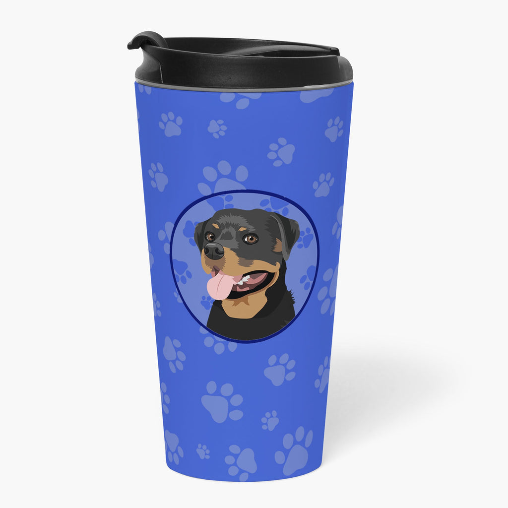 Rottweiler Black and Tan #1  Stainless Steel 16 oz  Tumbler Blue Insulated Tumbler with Lid, Cute Travel Cup for Coffee, Cocktails, Gift Men, Dad, Women, Mother