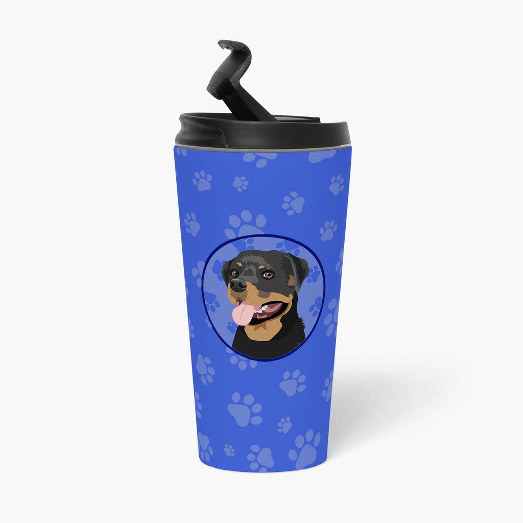 Rottweiler Black and Tan #1  Stainless Steel 16 oz  Tumbler Blue Insulated Tumbler with Lid, Cute Travel Cup for Coffee, Cocktails, Gift Men, Dad, Women, Mother