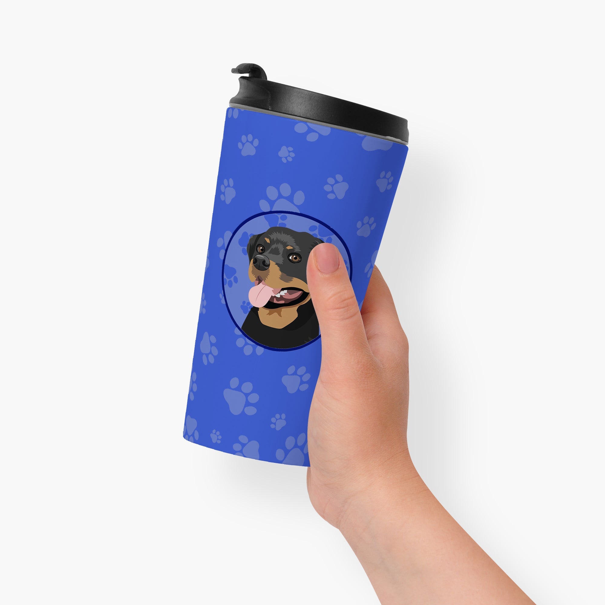 Rottweiler Black and Tan #1  Stainless Steel 16 oz  Tumbler Blue Insulated Tumbler with Lid, Cute Travel Cup for Coffee, Cocktails, Gift Men, Dad, Women, Mother
