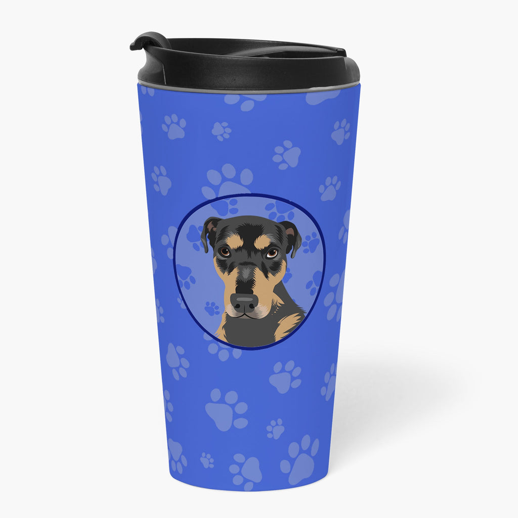 Rottweiler Black and Tan #2  Stainless Steel 16 oz  Tumbler Blue Insulated Tumbler with Lid, Cute Travel Cup for Coffee, Cocktails, Gift Men, Dad, Women, Mother