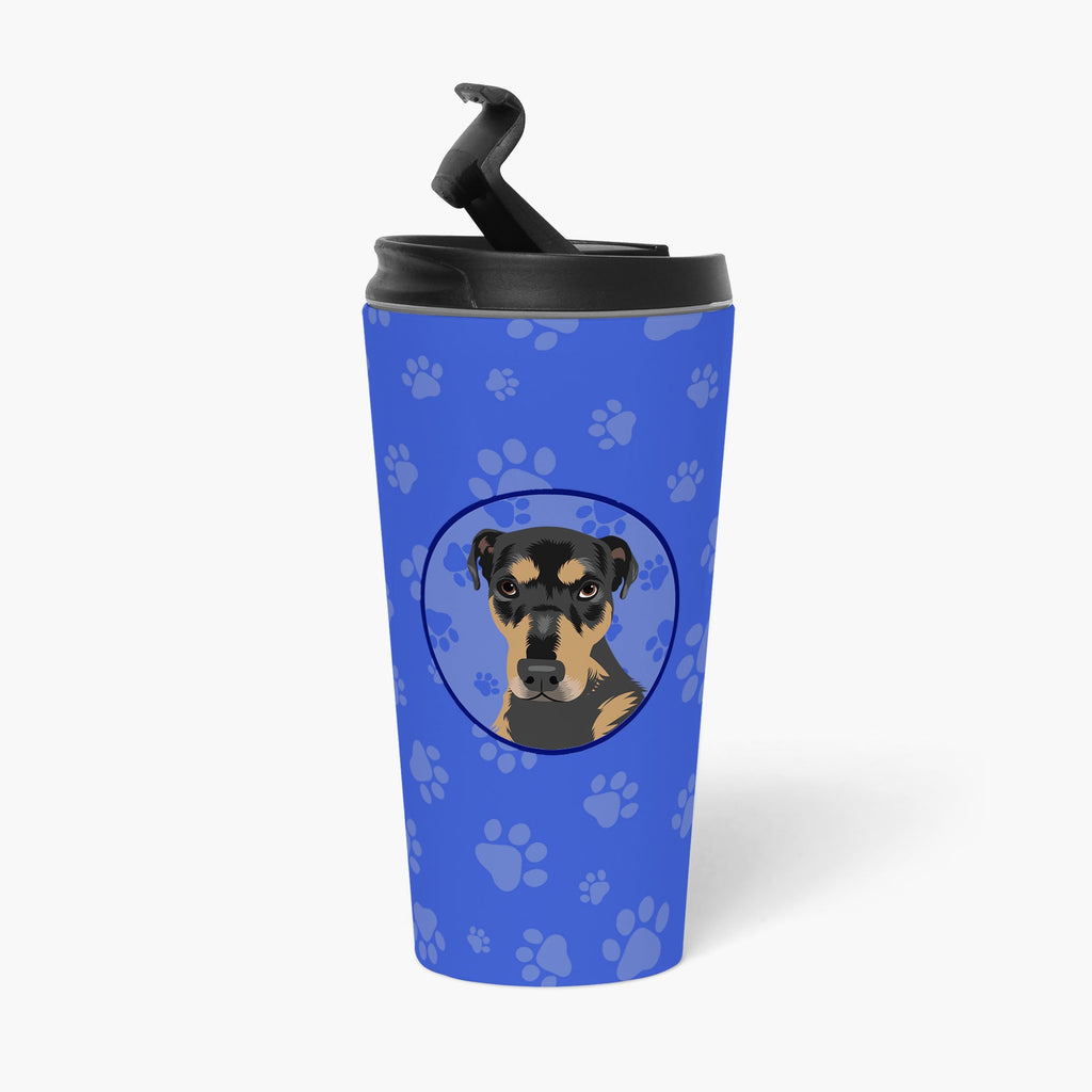 Rottweiler Black and Tan #2  Stainless Steel 16 oz  Tumbler Blue Insulated Tumbler with Lid, Cute Travel Cup for Coffee, Cocktails, Gift Men, Dad, Women, Mother
