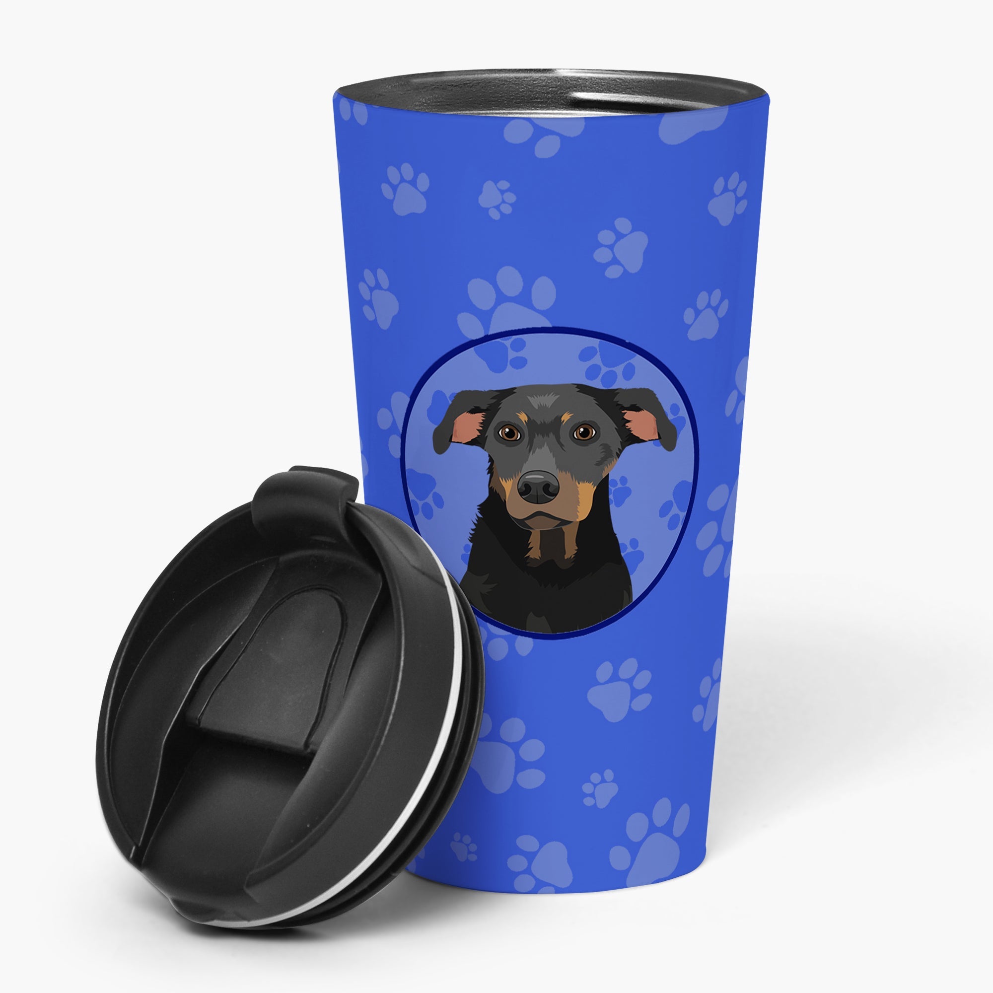 Rottweiler Black and Tan #5  Stainless Steel 16 oz  Tumbler Blue Insulated Tumbler with Lid, Cute Travel Cup for Coffee, Cocktails, Gift Men, Dad, Women, Mother