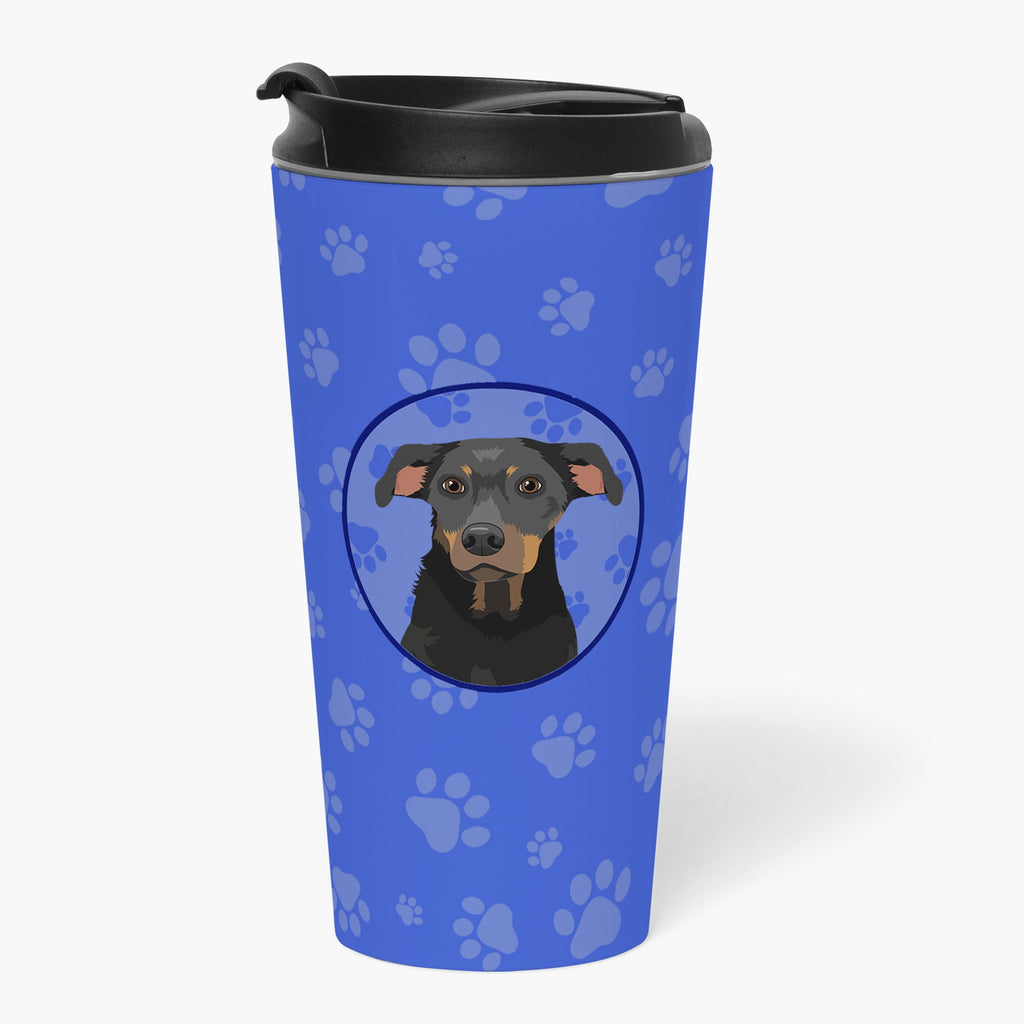Rottweiler Black and Tan #5  Stainless Steel 16 oz  Tumbler Blue Insulated Tumbler with Lid, Cute Travel Cup for Coffee, Cocktails, Gift Men, Dad, Women, Mother