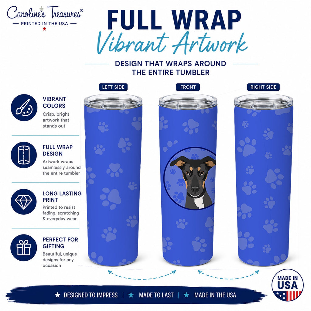 Rottweiler Black and Tan #6  Stainless Steel Skinny Tumbler 20 oz Vacuum Double Walled Reusable Insulated Travel Cup