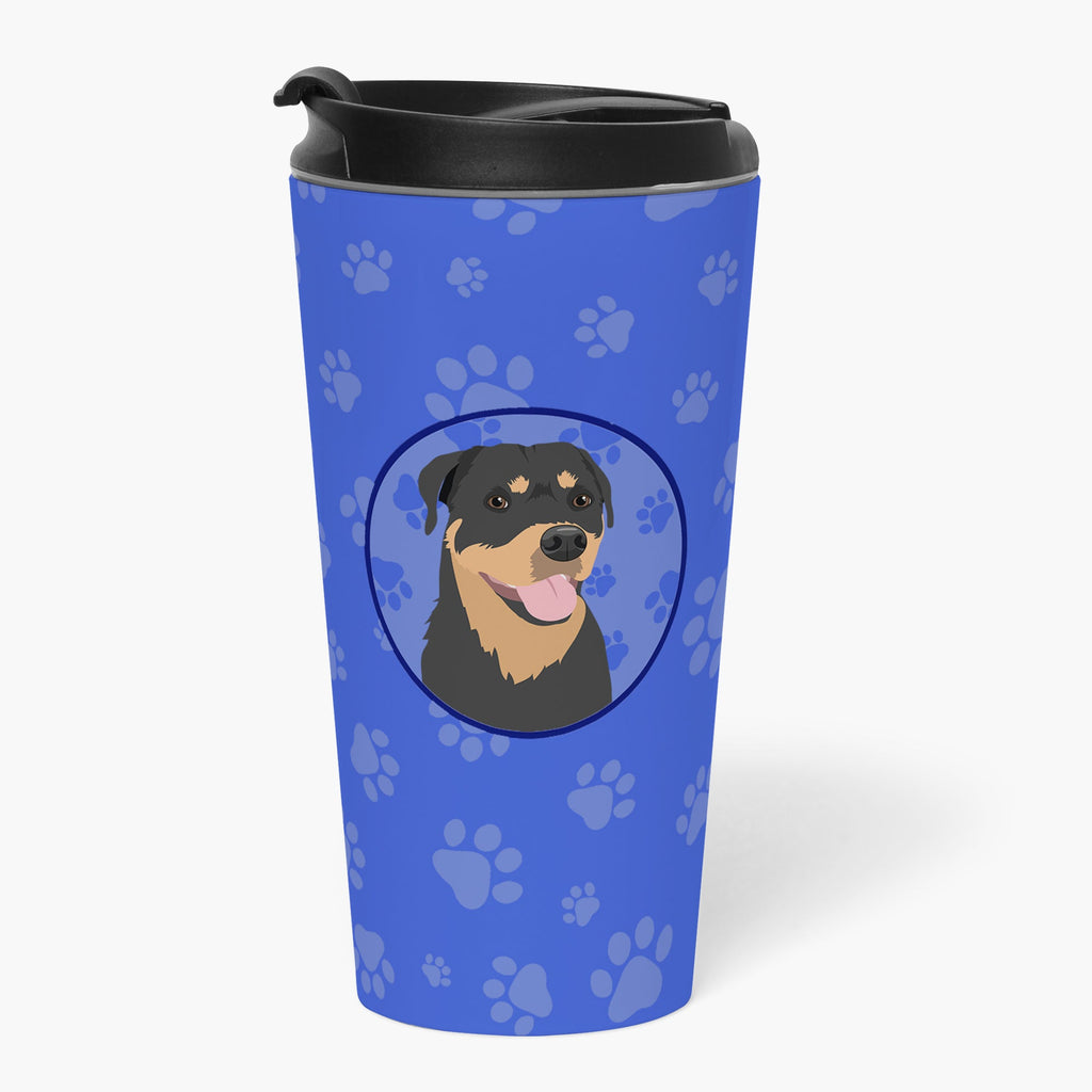 Rottweiler Black and Tan #7  Stainless Steel 16 oz  Tumbler Blue Insulated Tumbler with Lid, Cute Travel Cup for Coffee, Cocktails, Gift Men, Dad, Women, Mother