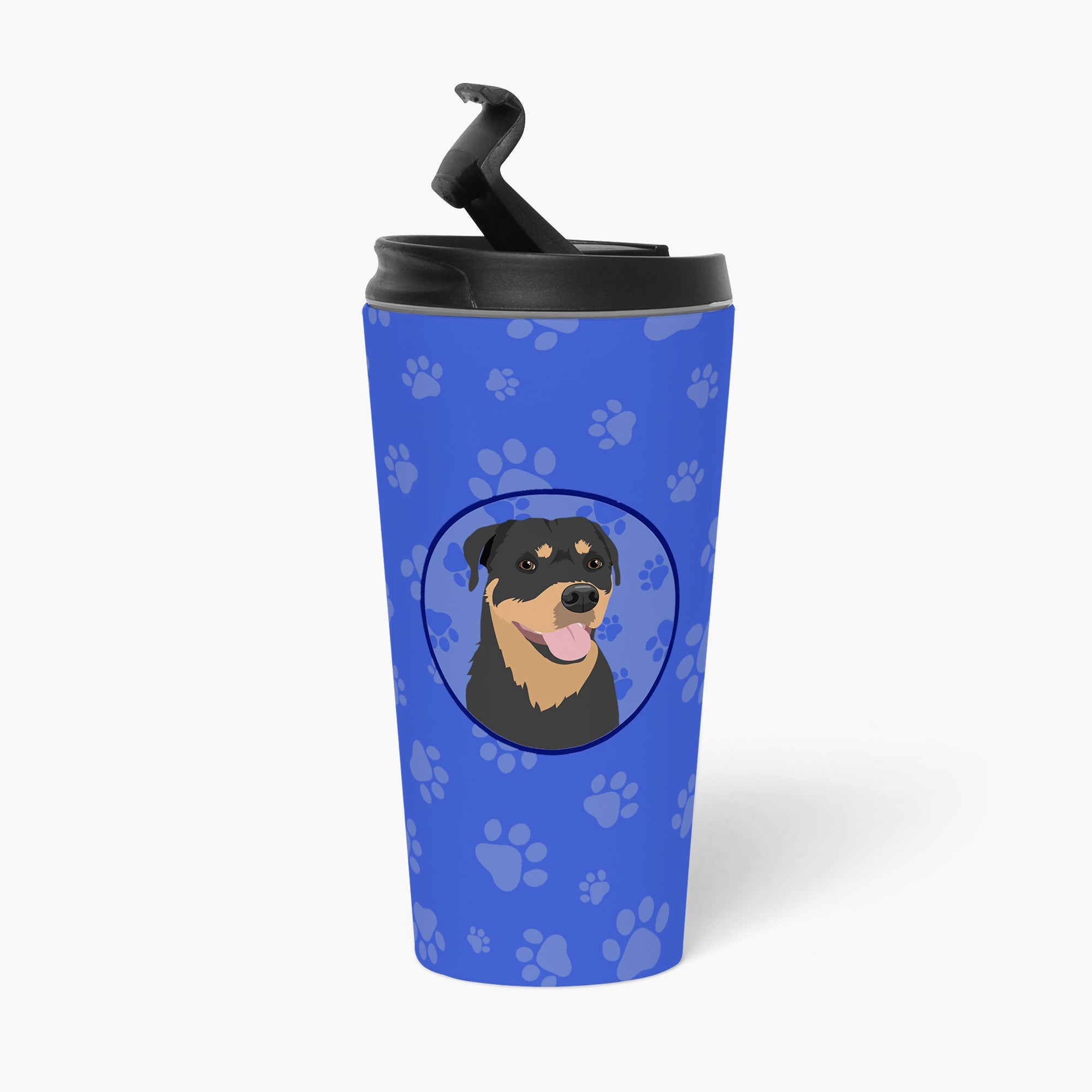 Rottweiler Black and Tan #7  Stainless Steel 16 oz  Tumbler Blue Insulated Tumbler with Lid, Cute Travel Cup for Coffee, Cocktails, Gift Men, Dad, Women, Mother