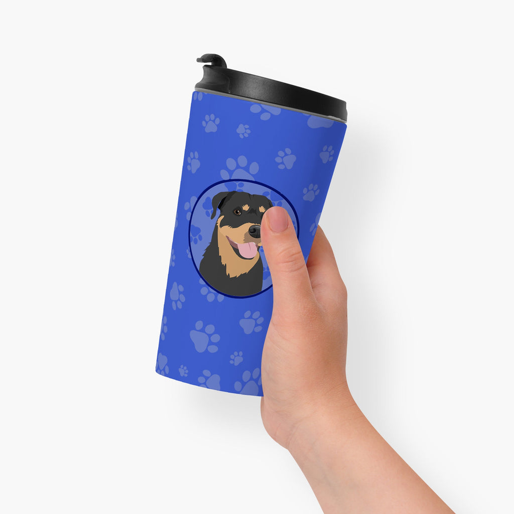 Rottweiler Black and Tan #7  Stainless Steel 16 oz  Tumbler Blue Insulated Tumbler with Lid, Cute Travel Cup for Coffee, Cocktails, Gift Men, Dad, Women, Mother