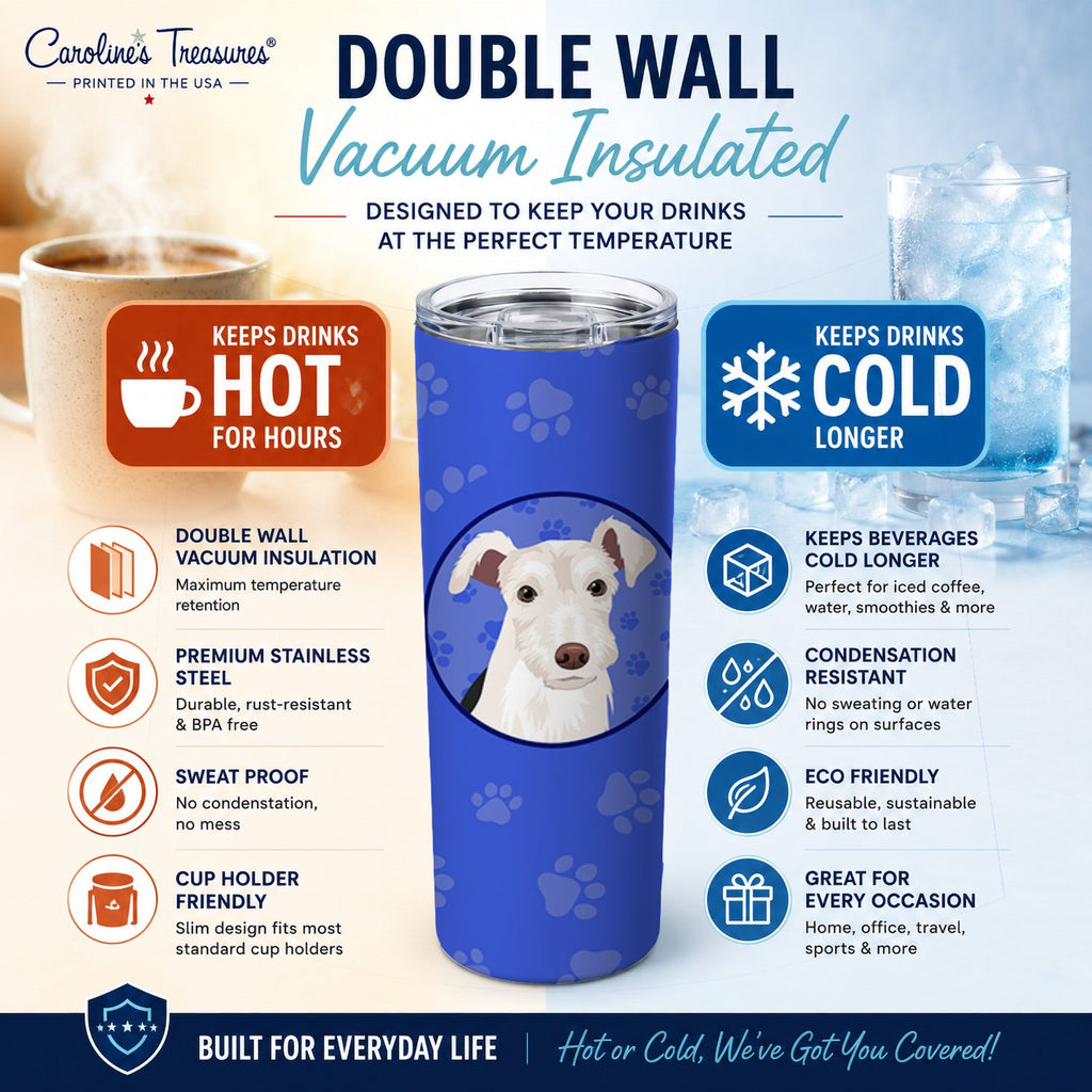Schnauzer Parti  Stainless Steel Skinny Tumbler 20 oz Vacuum Double Walled Reusable Insulated Travel Cup