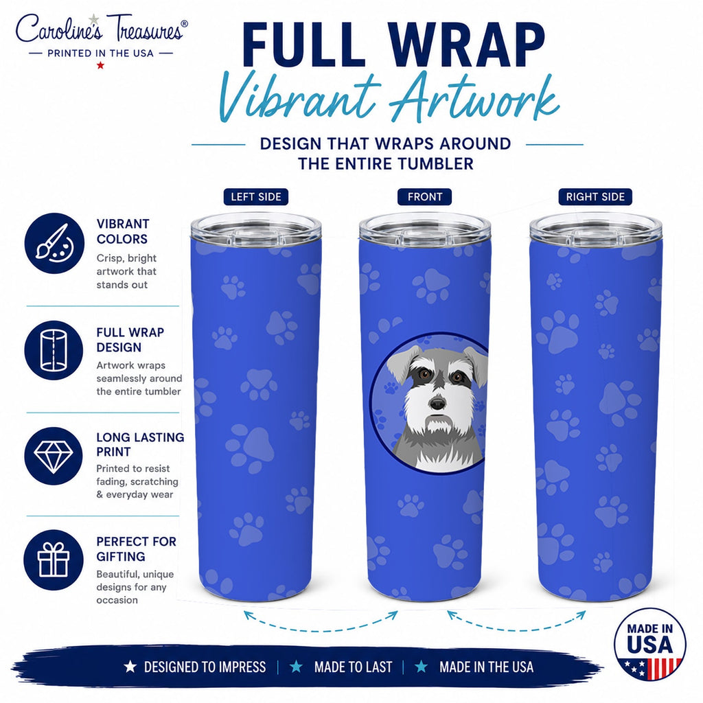 Schnauzer Salt and Pepper #1  Stainless Steel Skinny Tumbler 20 oz Vacuum Double Walled Reusable Insulated Travel Cup