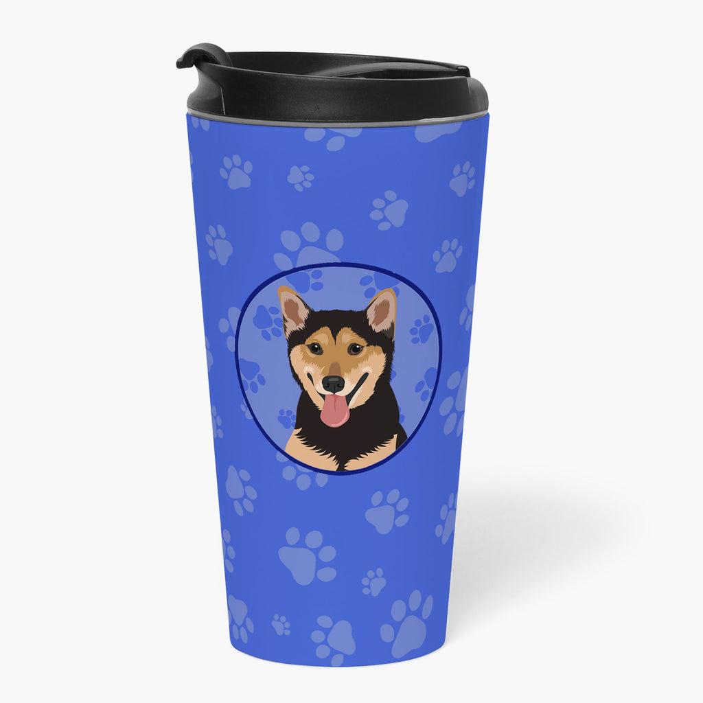Shiba Inu Black and Tan  Stainless Steel 16 oz  Tumbler Blue Insulated Tumbler with Lid, Cute Travel Cup for Coffee, Cocktails, Gift Men, Dad, Women, Mother