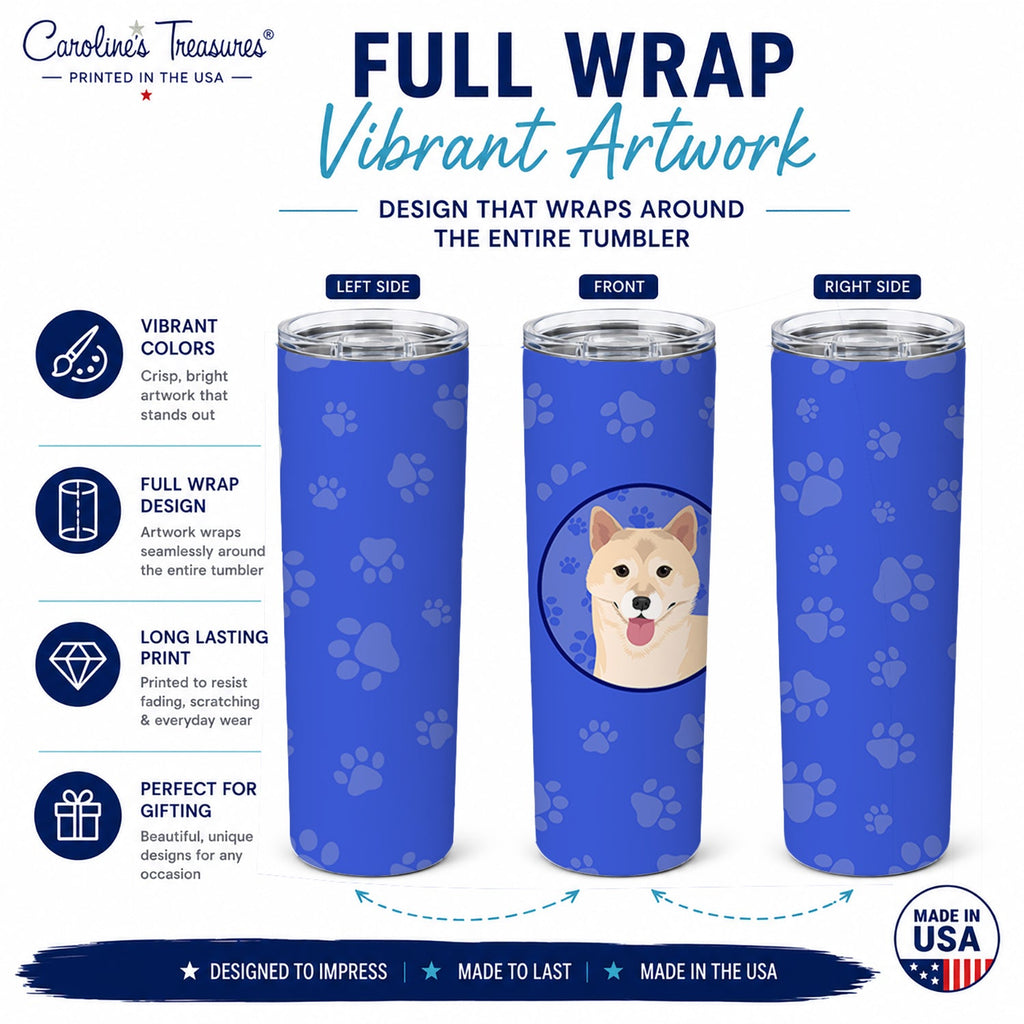 Shiba Inu Cream #1  Stainless Steel Skinny Tumbler 20 oz Vacuum Double Walled Reusable Insulated Travel Cup