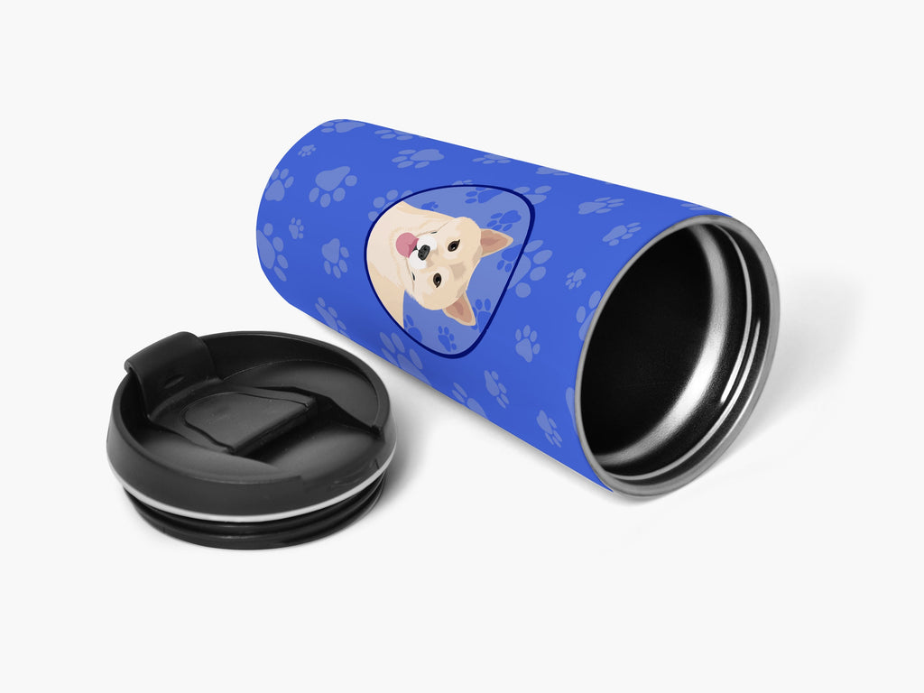 Shiba Inu Cream #1  Stainless Steel 16 oz  Tumbler Blue Insulated Tumbler with Lid, Cute Travel Cup for Coffee, Cocktails, Gift Men, Dad, Women, Mother