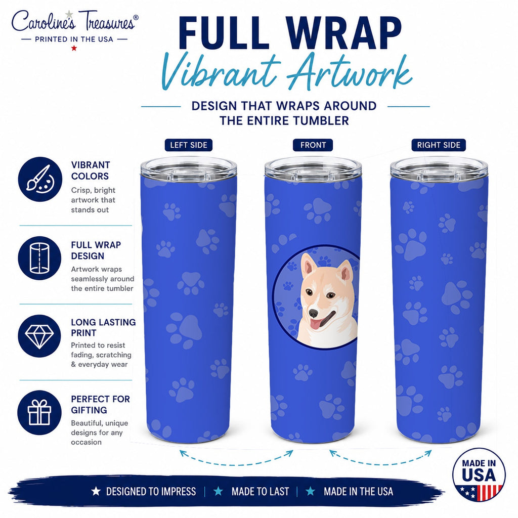 Shiba Inu Cream #2  Stainless Steel Skinny Tumbler 20 oz Vacuum Double Walled Reusable Insulated Travel Cup