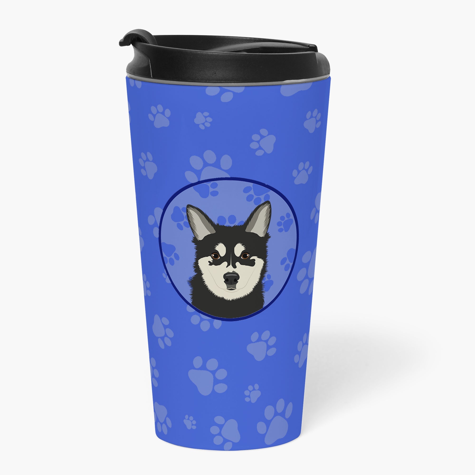 Shiba Inu Husky Mix  Stainless Steel 16 oz  Tumbler Blue Insulated Tumbler with Lid, Cute Travel Cup for Coffee, Cocktails, Gift Men, Dad, Women, Mother