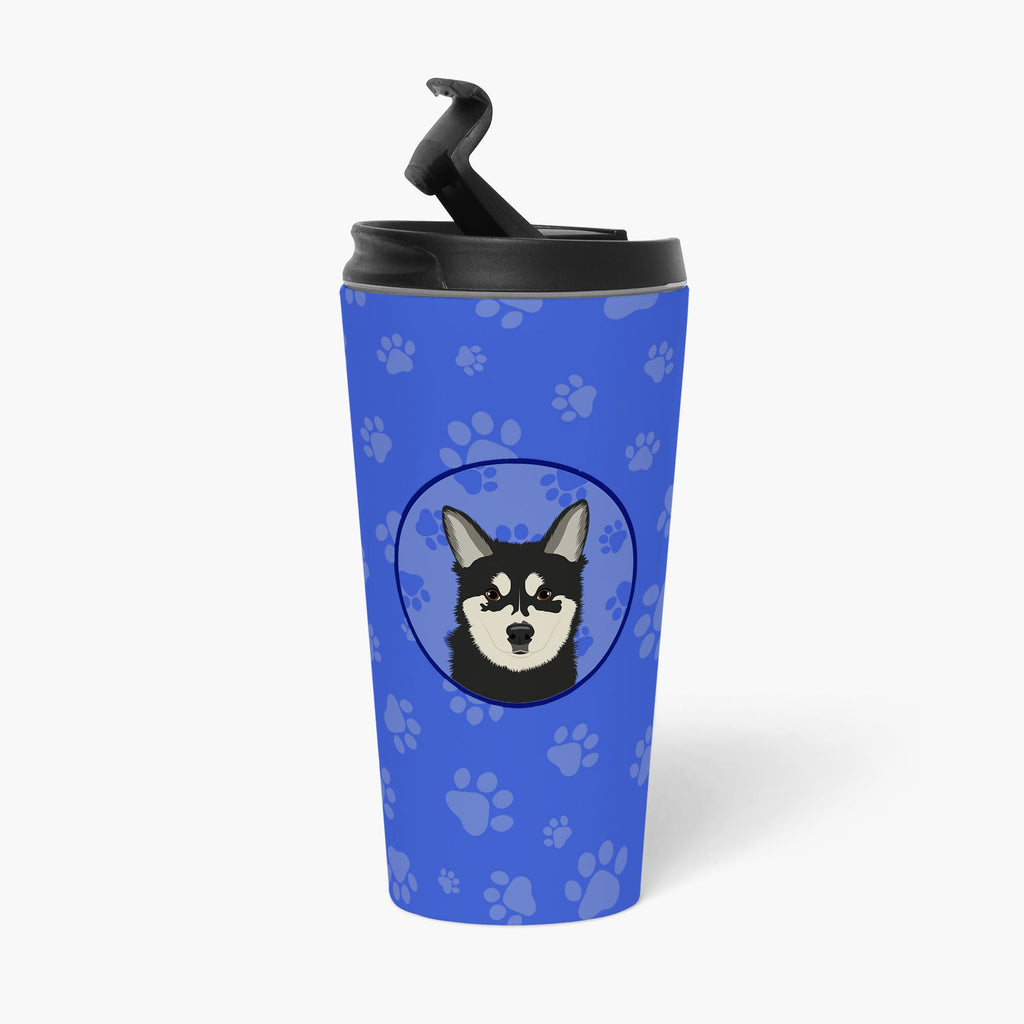 Shiba Inu Husky Mix  Stainless Steel 16 oz  Tumbler Blue Insulated Tumbler with Lid, Cute Travel Cup for Coffee, Cocktails, Gift Men, Dad, Women, Mother