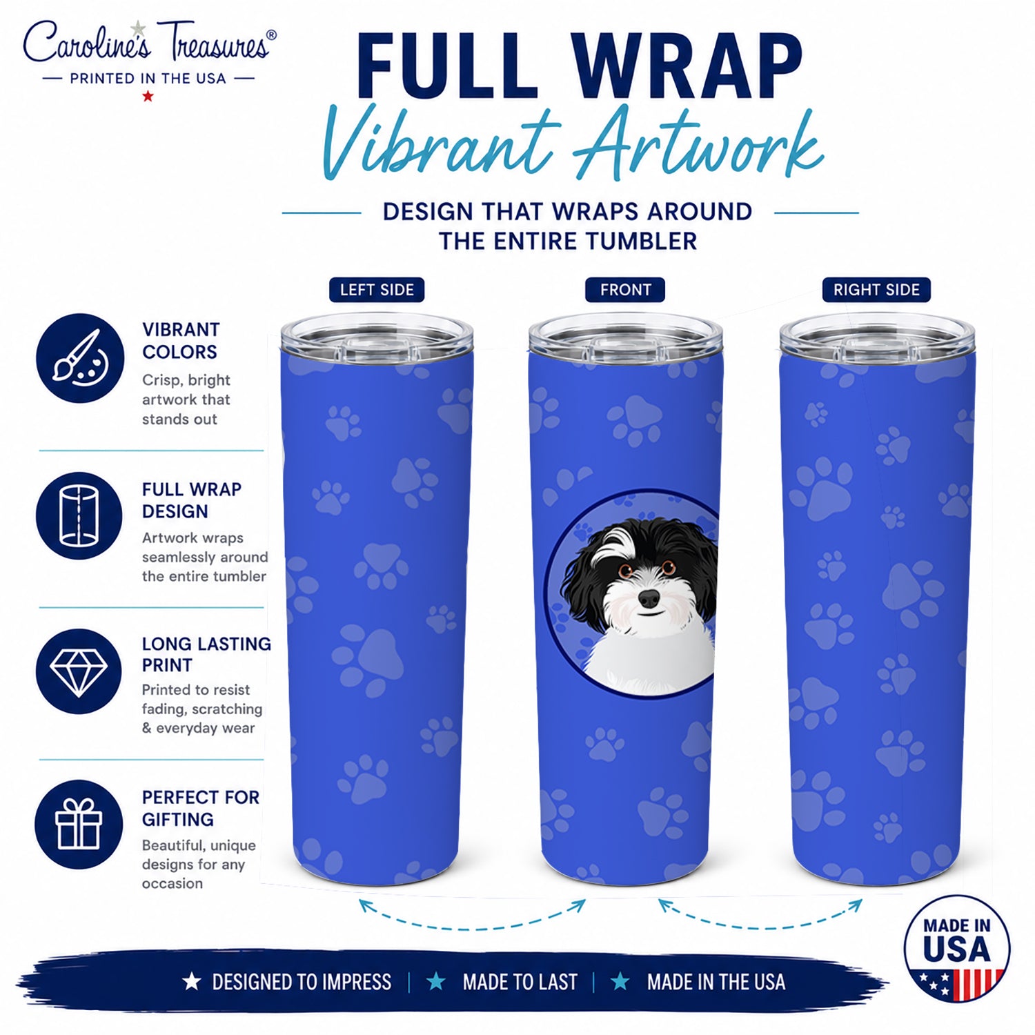 Shih-Tzu Black and White #1  Stainless Steel Skinny Tumbler 20 oz Vacuum Double Walled Reusable Insulated Travel Cup
