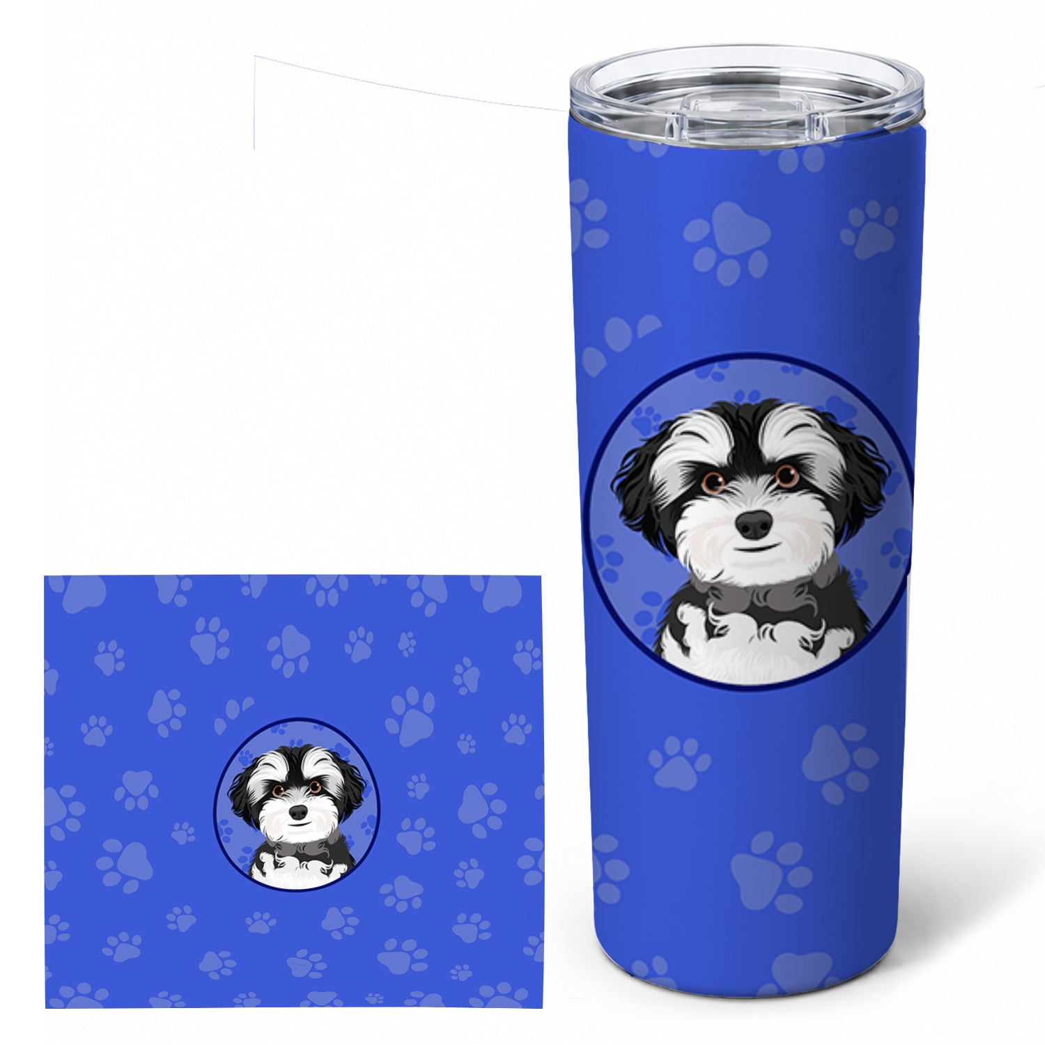 Shih-Tzu Black and White #2  Stainless Steel Skinny Tumbler 20 oz Vacuum Double Walled Reusable Insulated Travel Cup